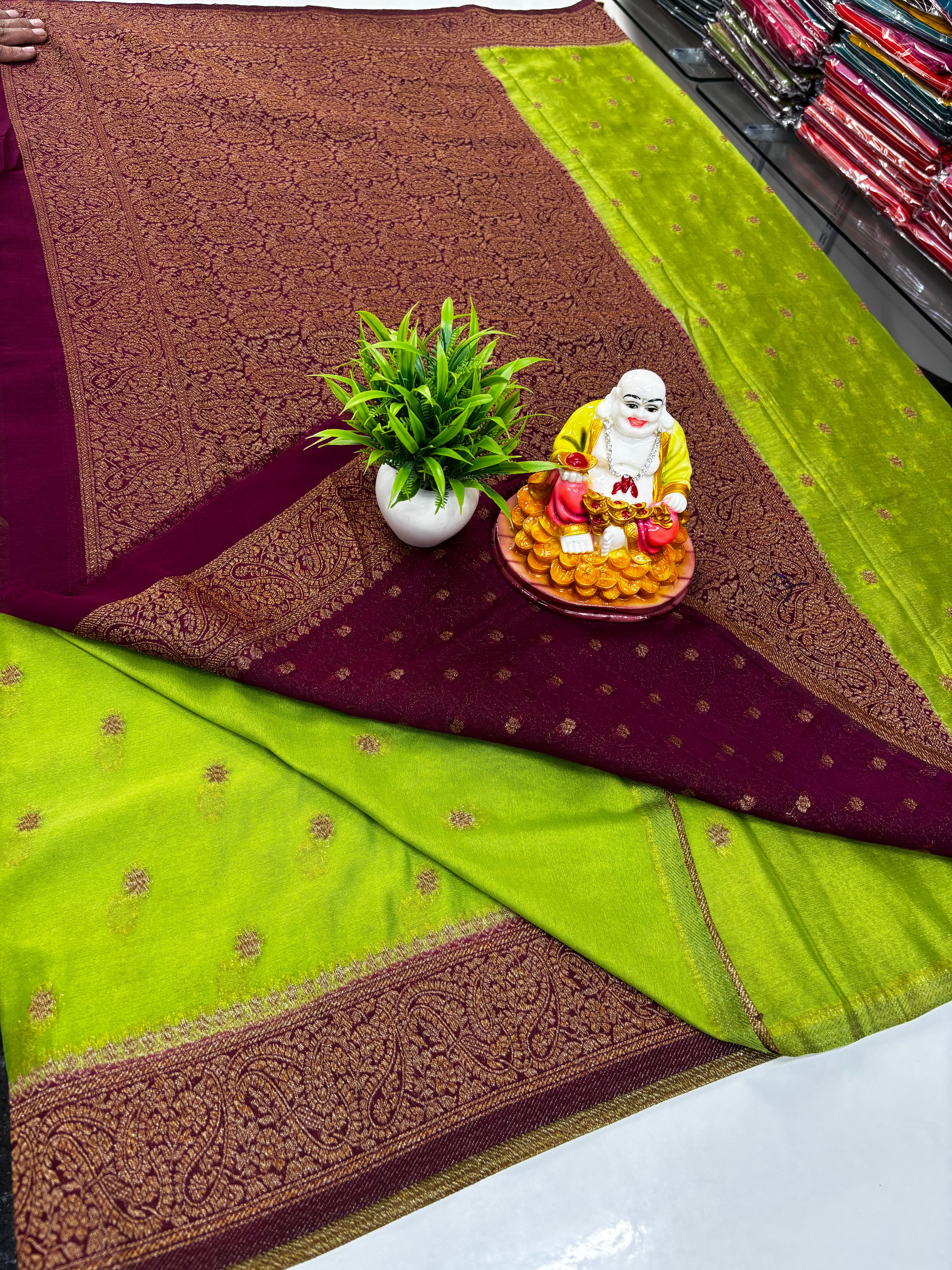 Premium Chiffon Saree with Beautiful Buttas & Rich Pallu