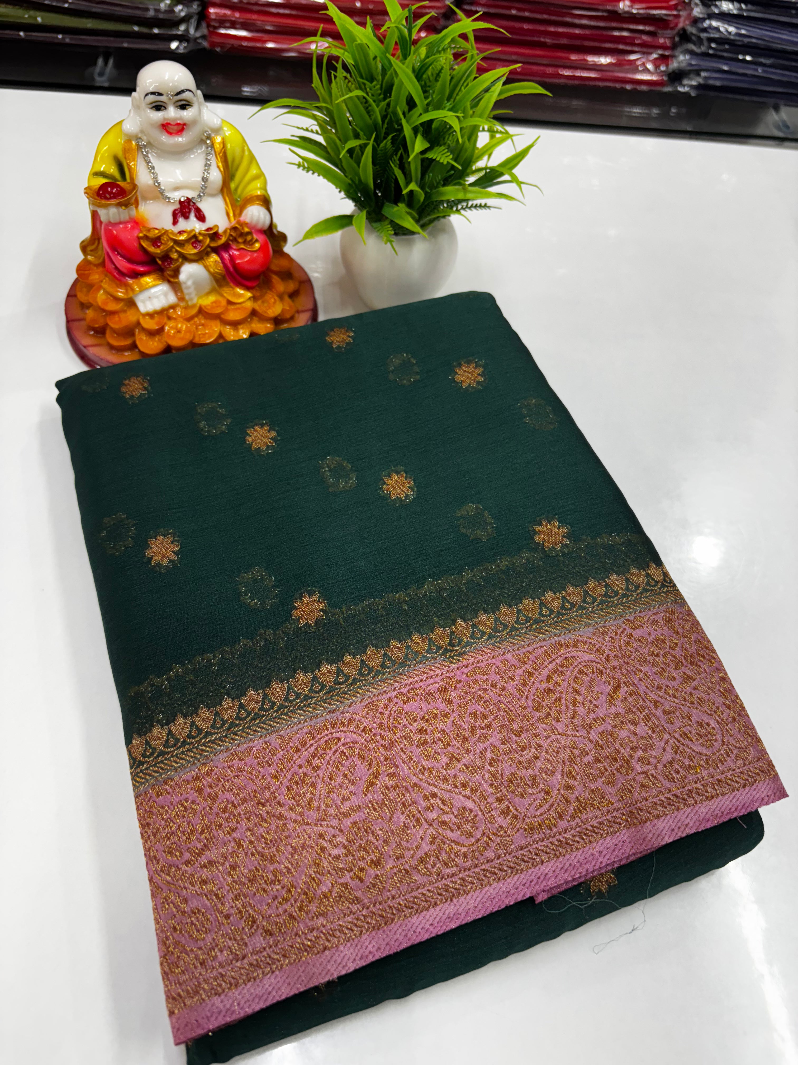 Premium Chiffon Saree with Beautiful Buttas & Rich Pallu