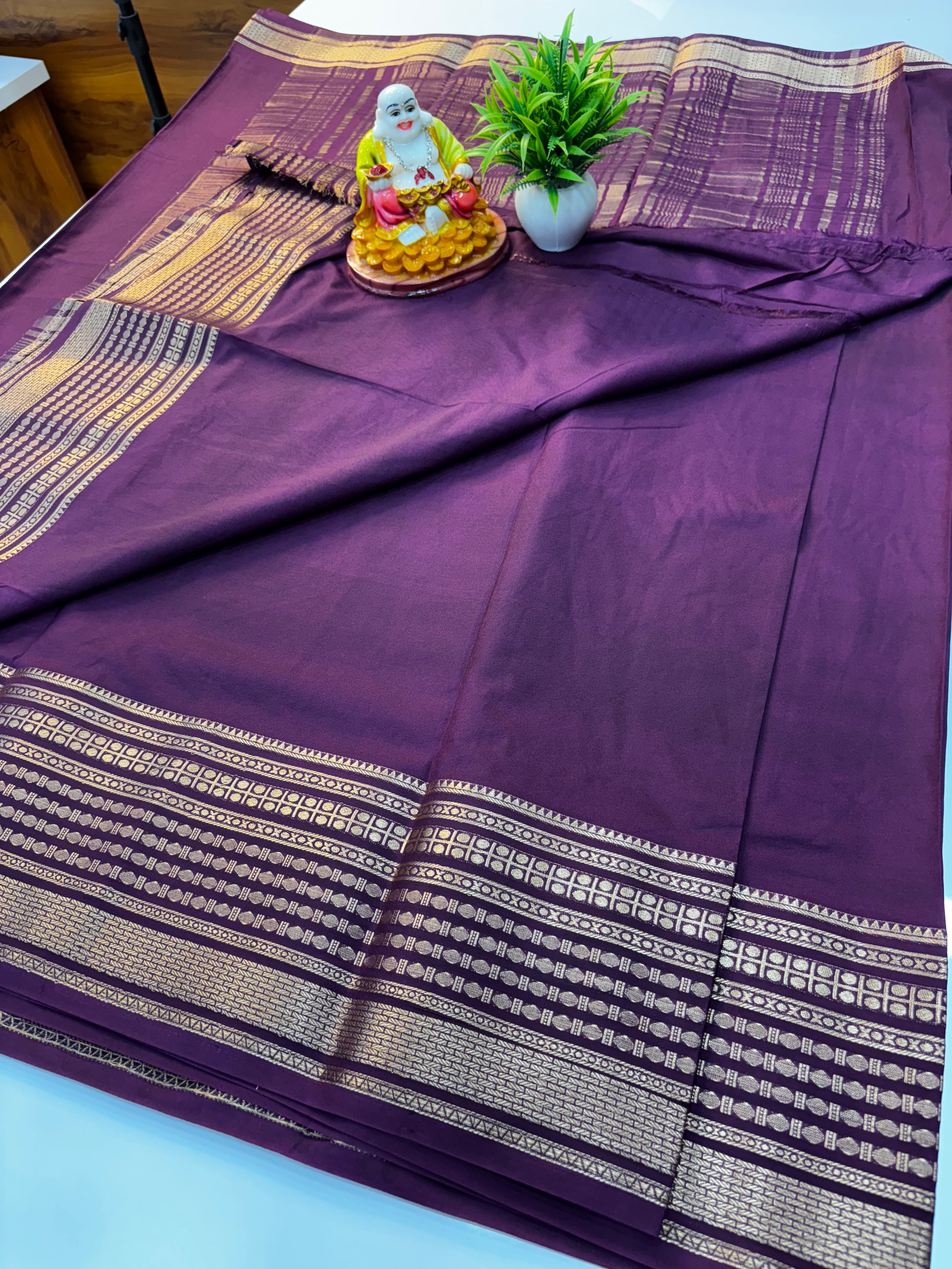 Mysore Crepe Silk Saree with Rudrakshi Border | Padmavathi Silks and Sarees
