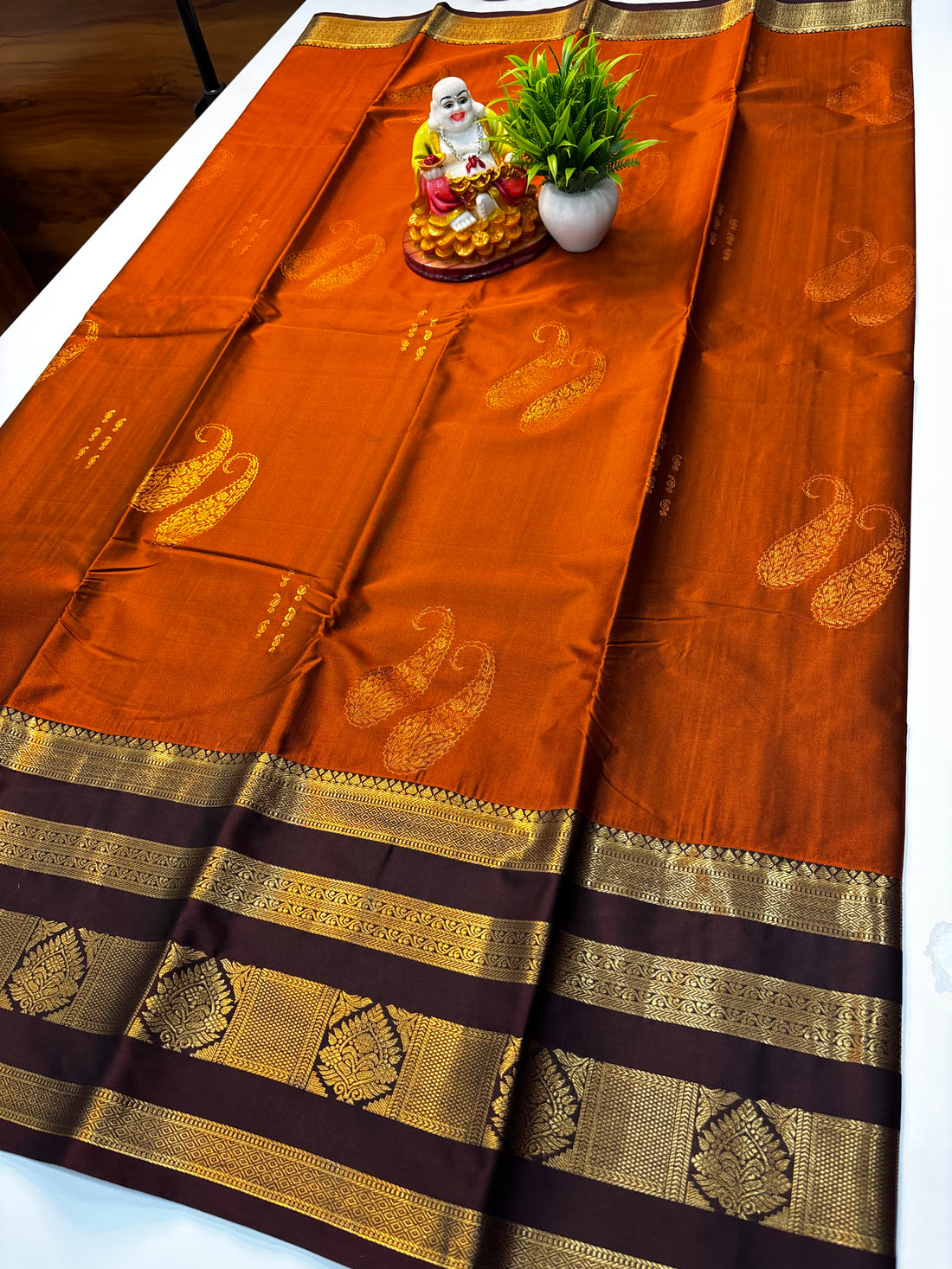 Premium Semi Silk Saree with Rich Pallu – Rust Orange | Padmavathi Silks and Sarees