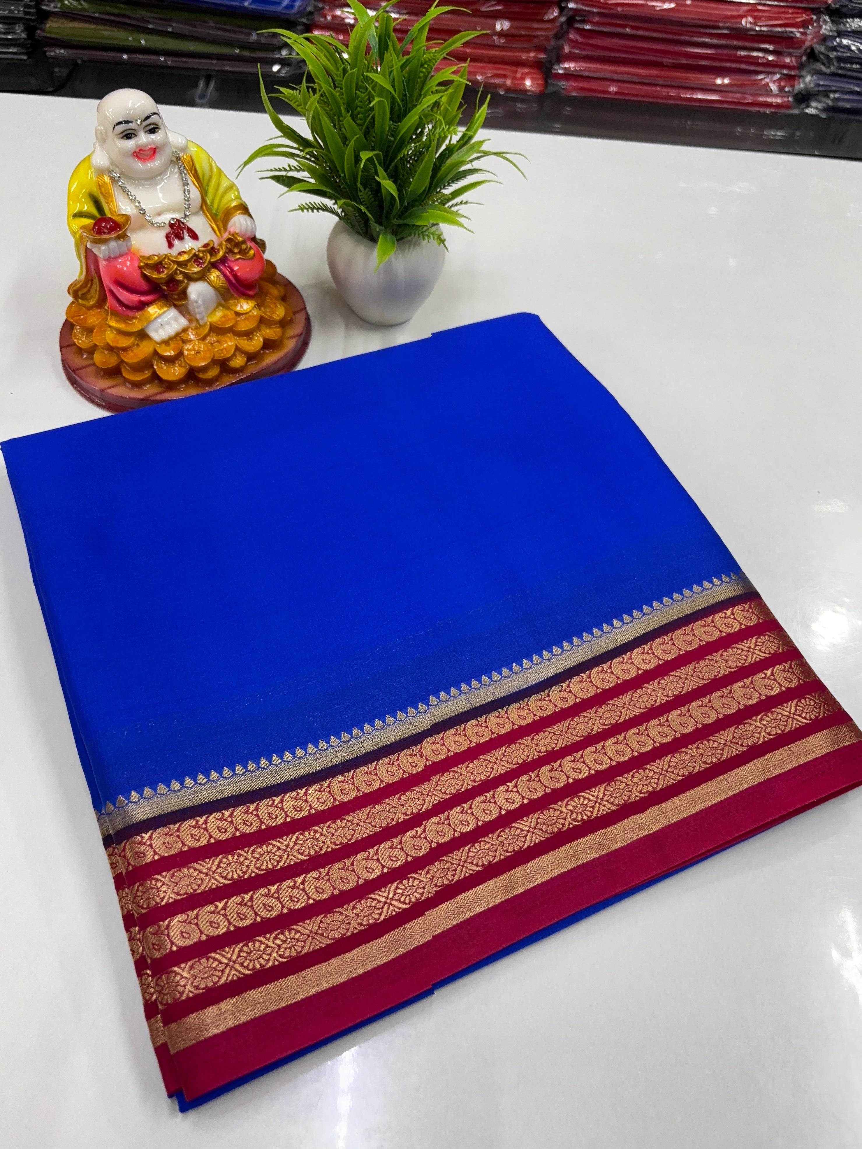 🌸 Mysore Crepe Silk Saree with Beautiful Contrast Border and  Rich Pallu 🌸
