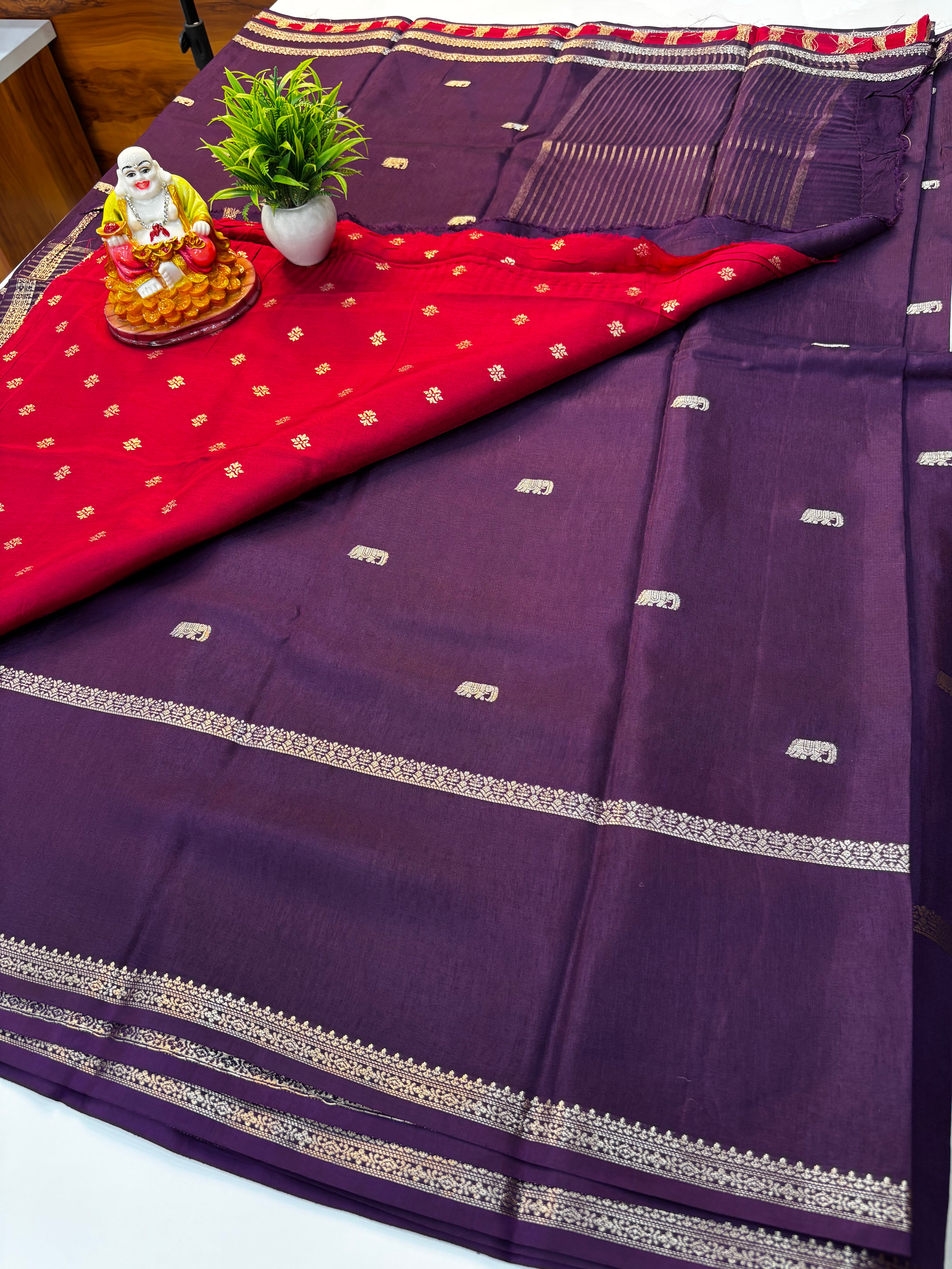 Premium Viscose Saree with Beautiful Elephant Buttas