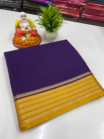 🌸 Mysore Crepe Silk Saree with Beautiful Contrast Border and  Rich Pallu 🌸