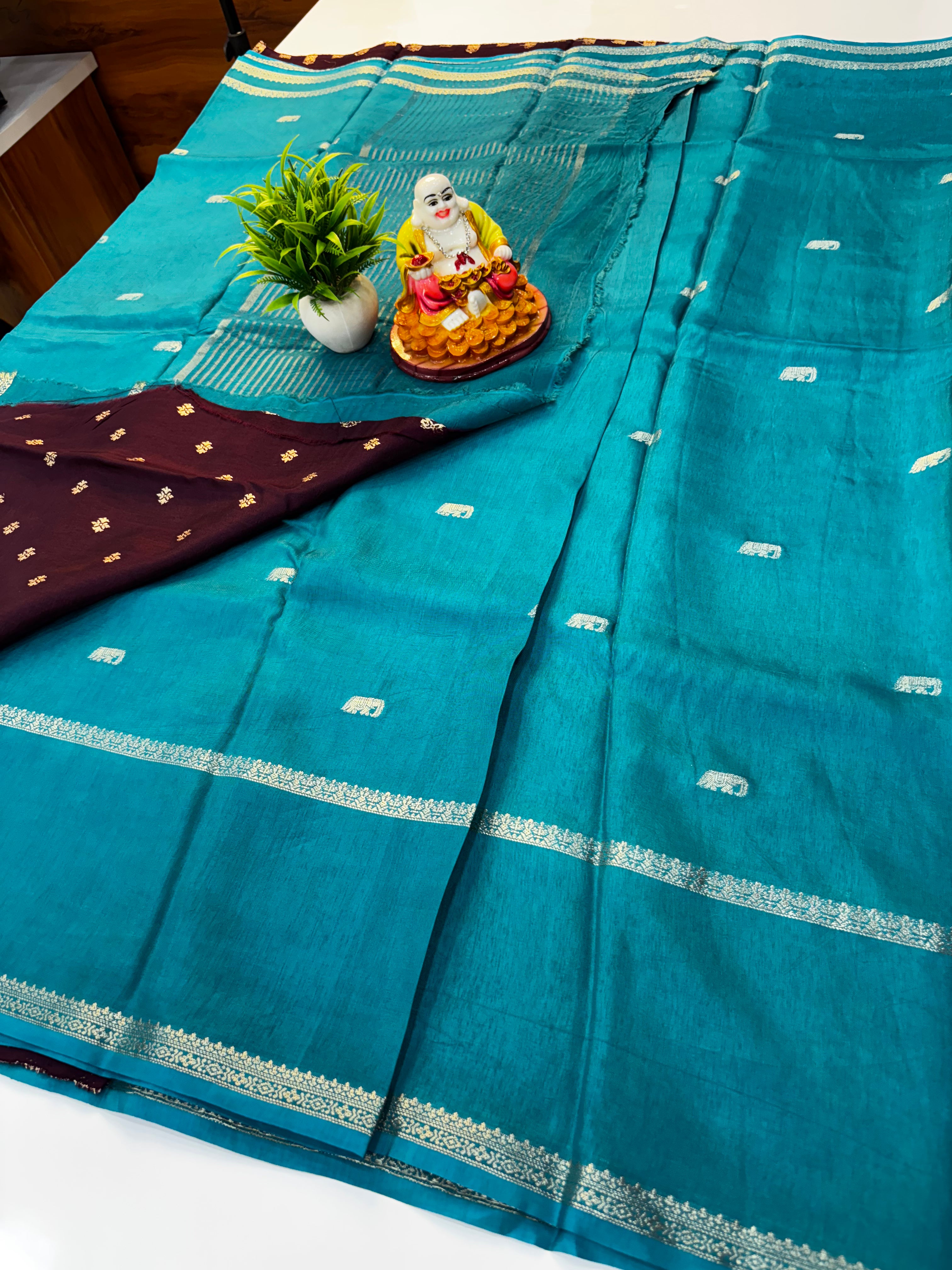Premium Viscose Saree with Beautiful Elephant Buttas – Padmavathi Silks and Sarees