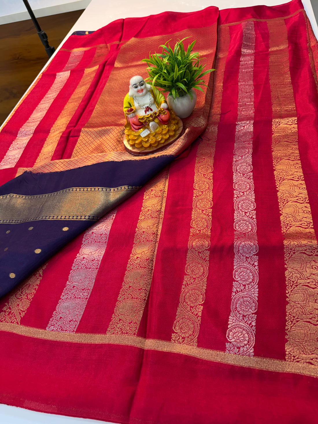 Premium Viscose Saree with Stripes, Rich Pallu & Butta Blouse | Padmavathi Silks and Sarees