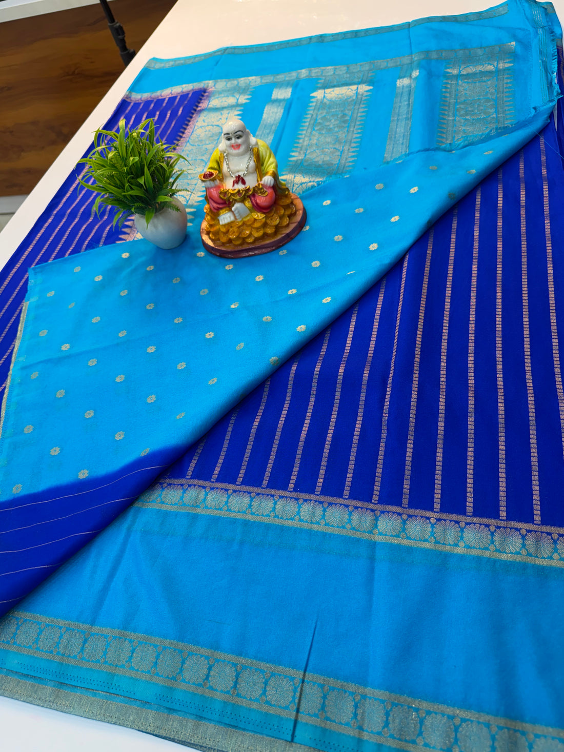 Georgette Saree with Stripes & Rich Pallu  and butta blouse | Padmavathi Silks and Sarees