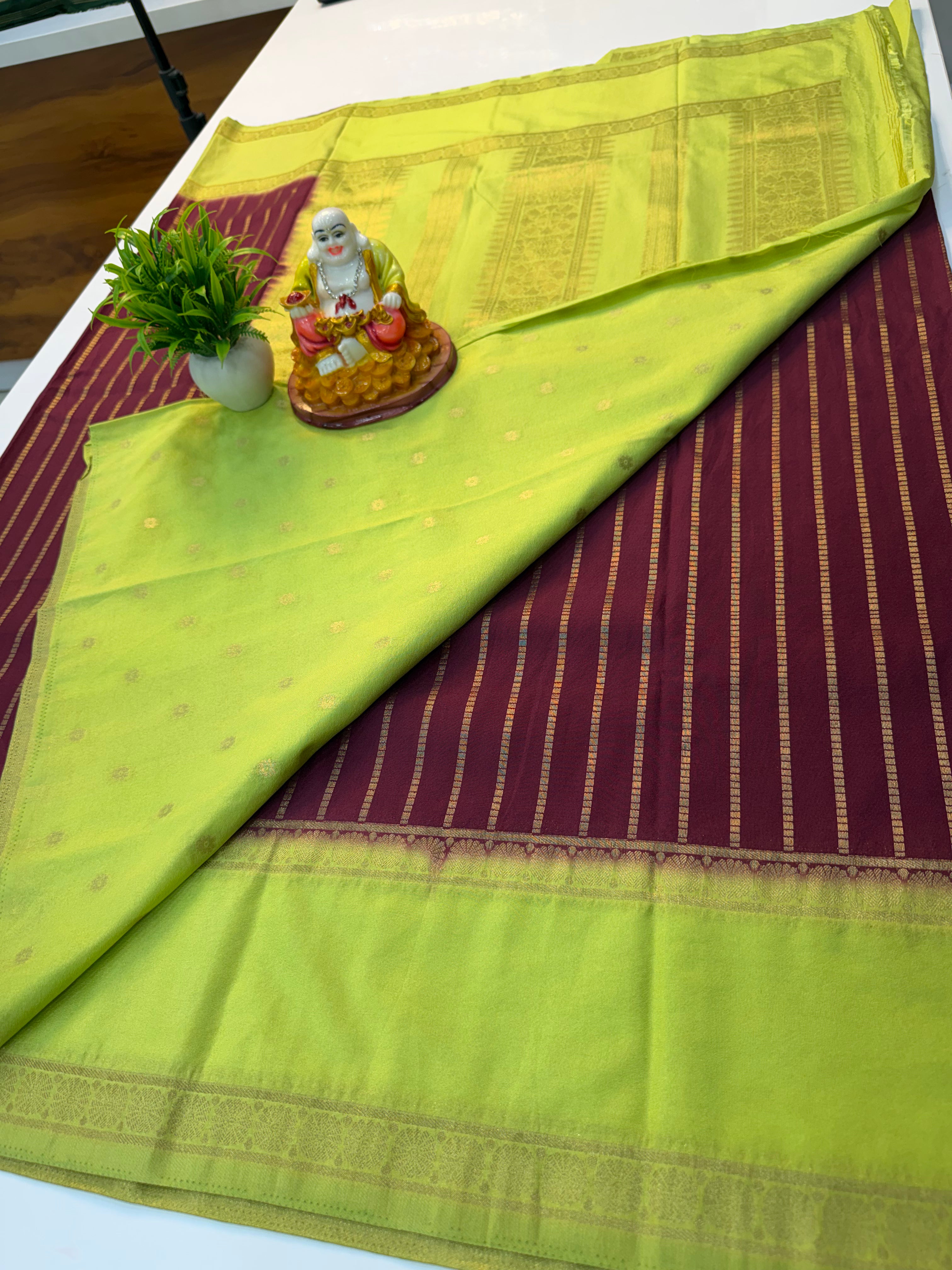 Georgette Saree with Stripes & Rich Pallu  and butta blouse | Padmavathi Silks and Sarees