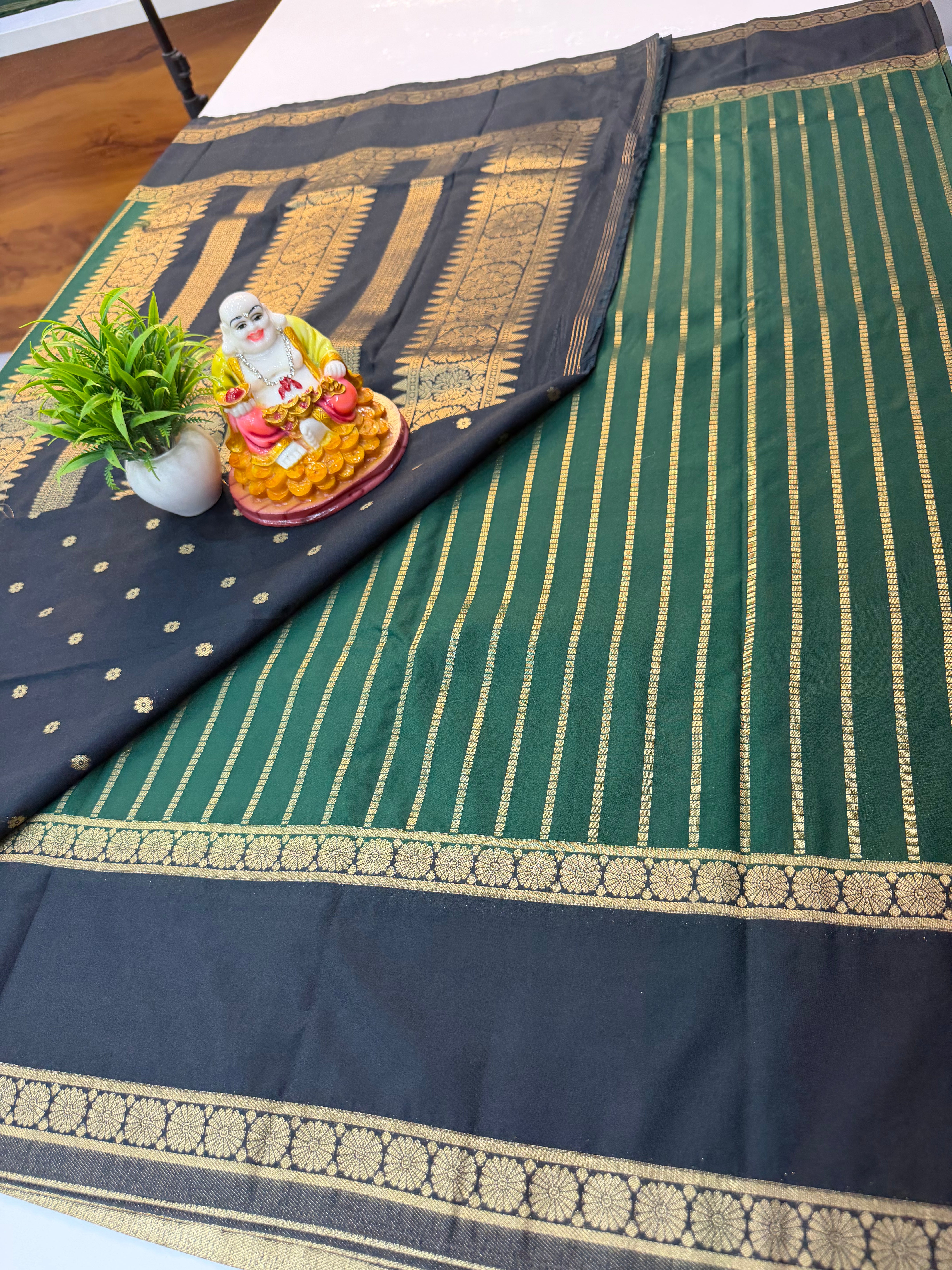 Georgette Saree with Stripes & Rich Pallu  and butta blouse | Padmavathi Silks and Sarees