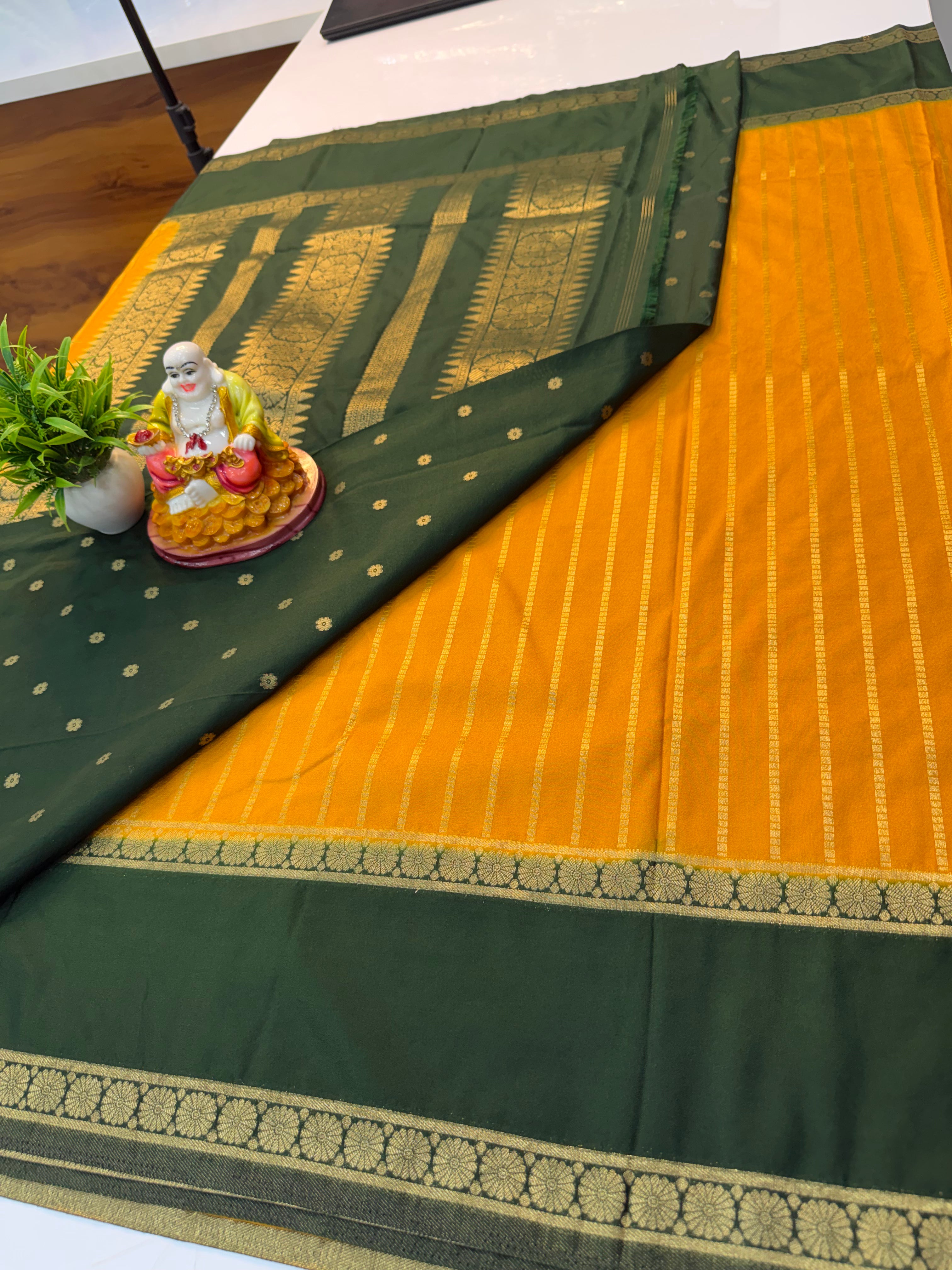 Georgette Saree with Stripes & Rich Pallu  and butta blouse | Padmavathi Silks and Sarees