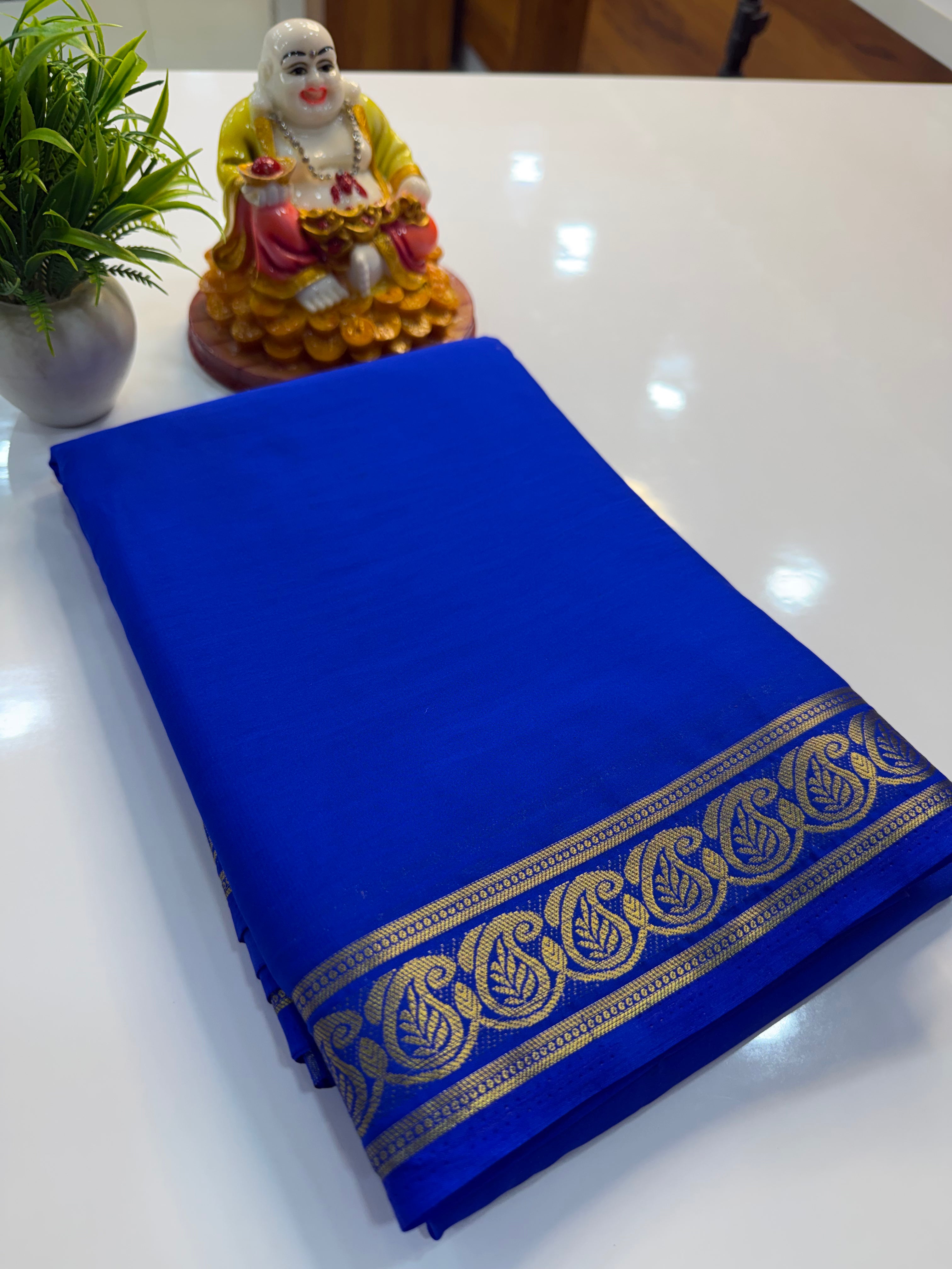 Mysore Crepe Silk Saree with Beautiful Mango Border
