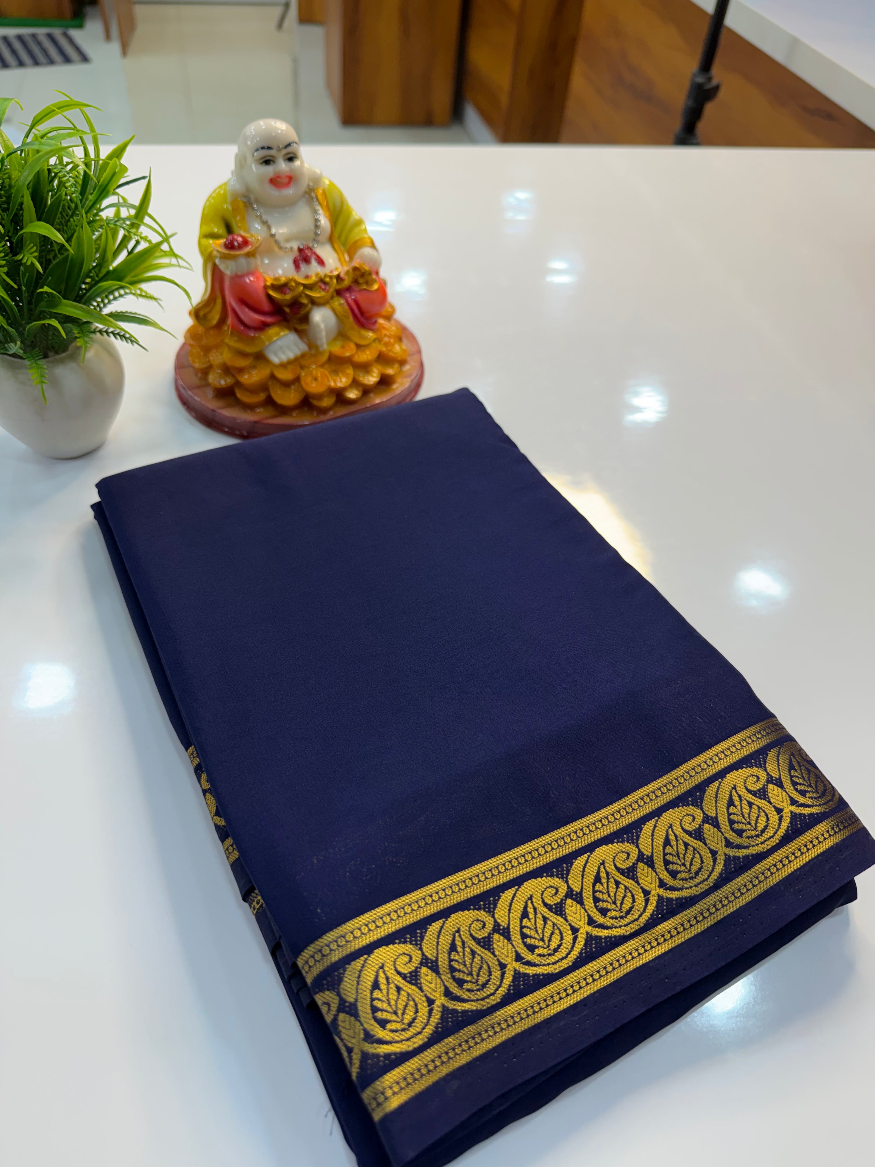 Mysore Crepe Silk Saree with Beautiful Mango Border