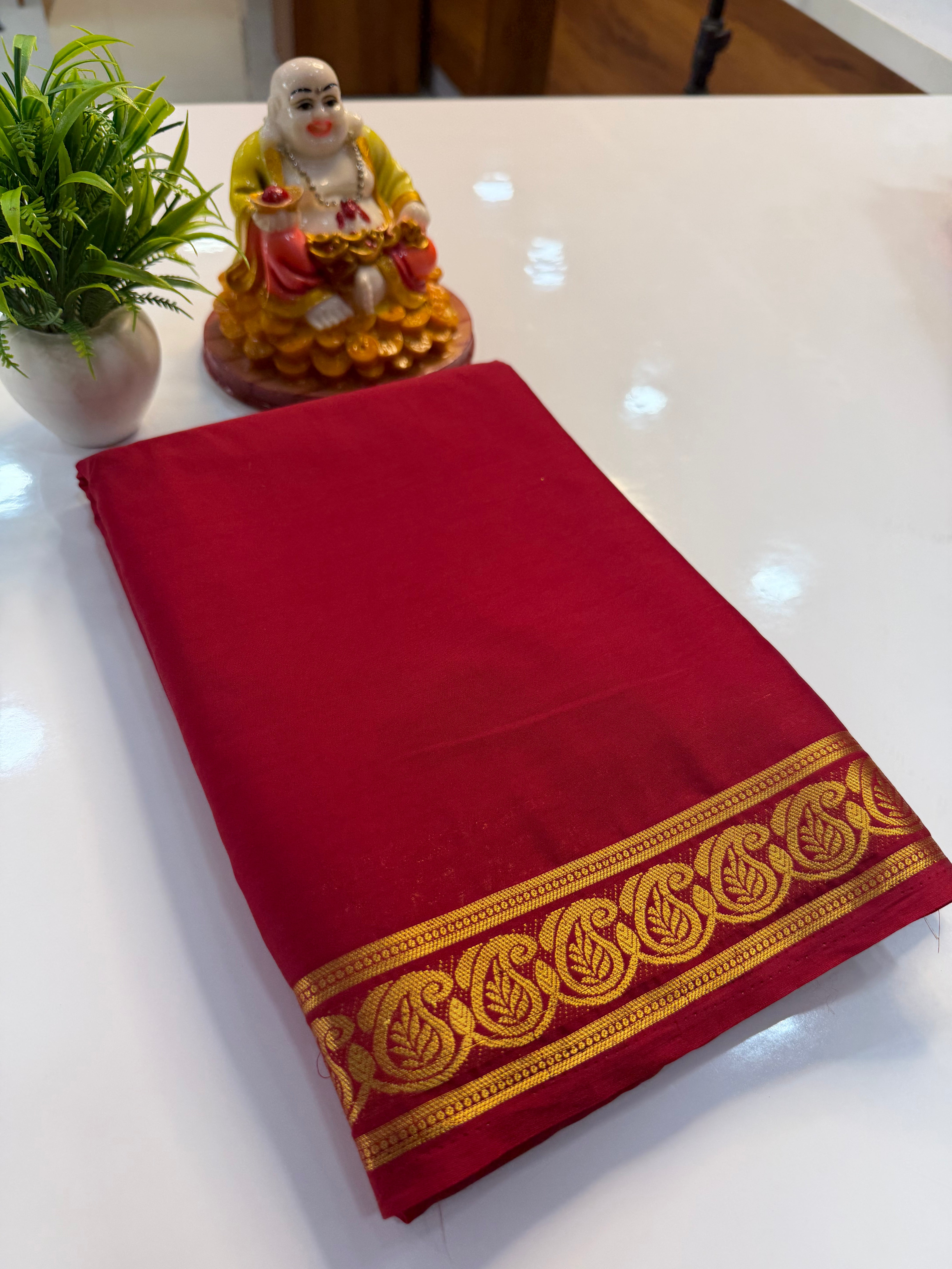 Mysore Crepe Silk Saree with Beautiful Mango Border
