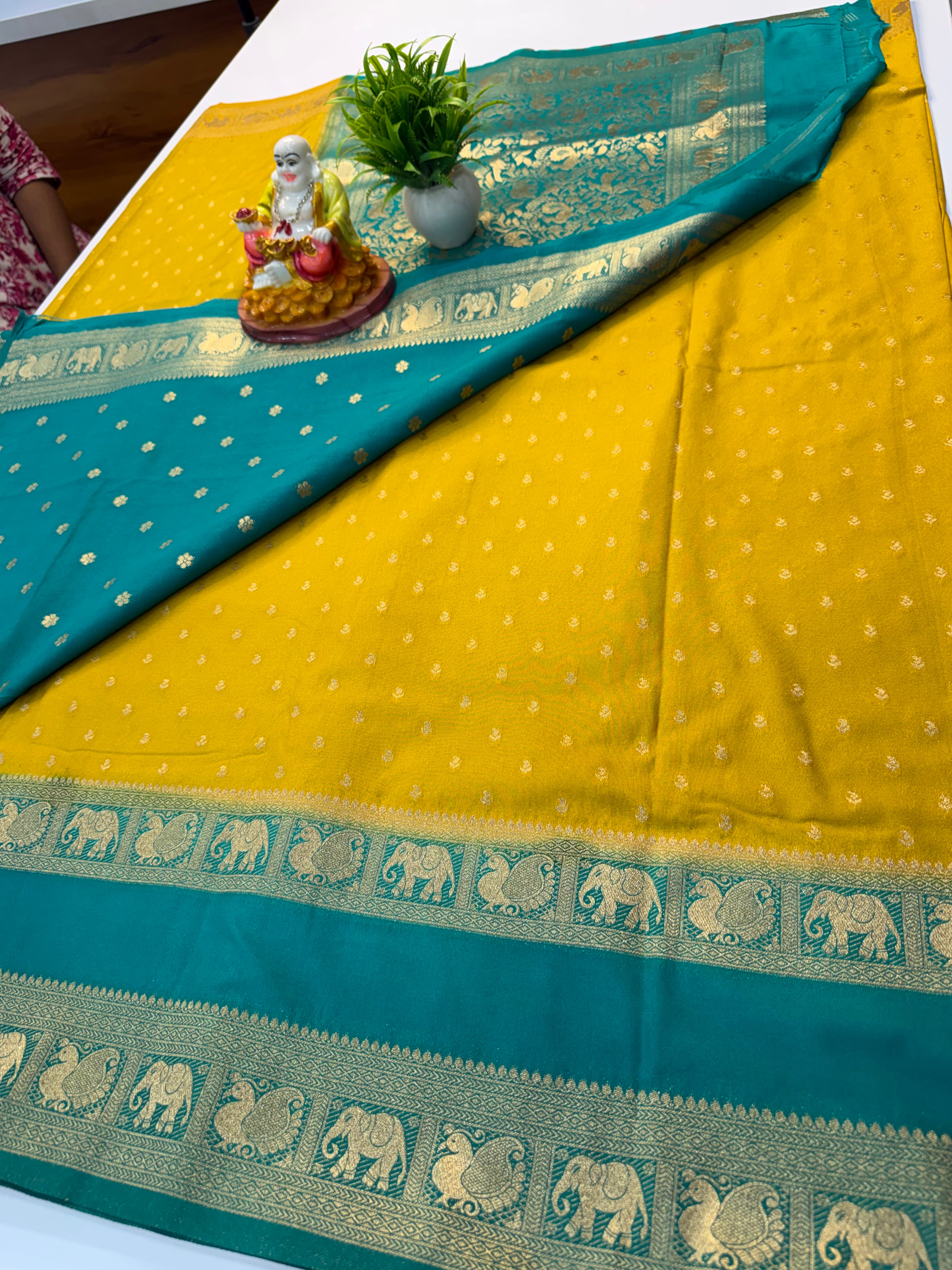 Premium Georgette Saree with Elephant & Peacock Border | Rich Pallu | Exclusive Collection by Padmavathi Silks and Sarees