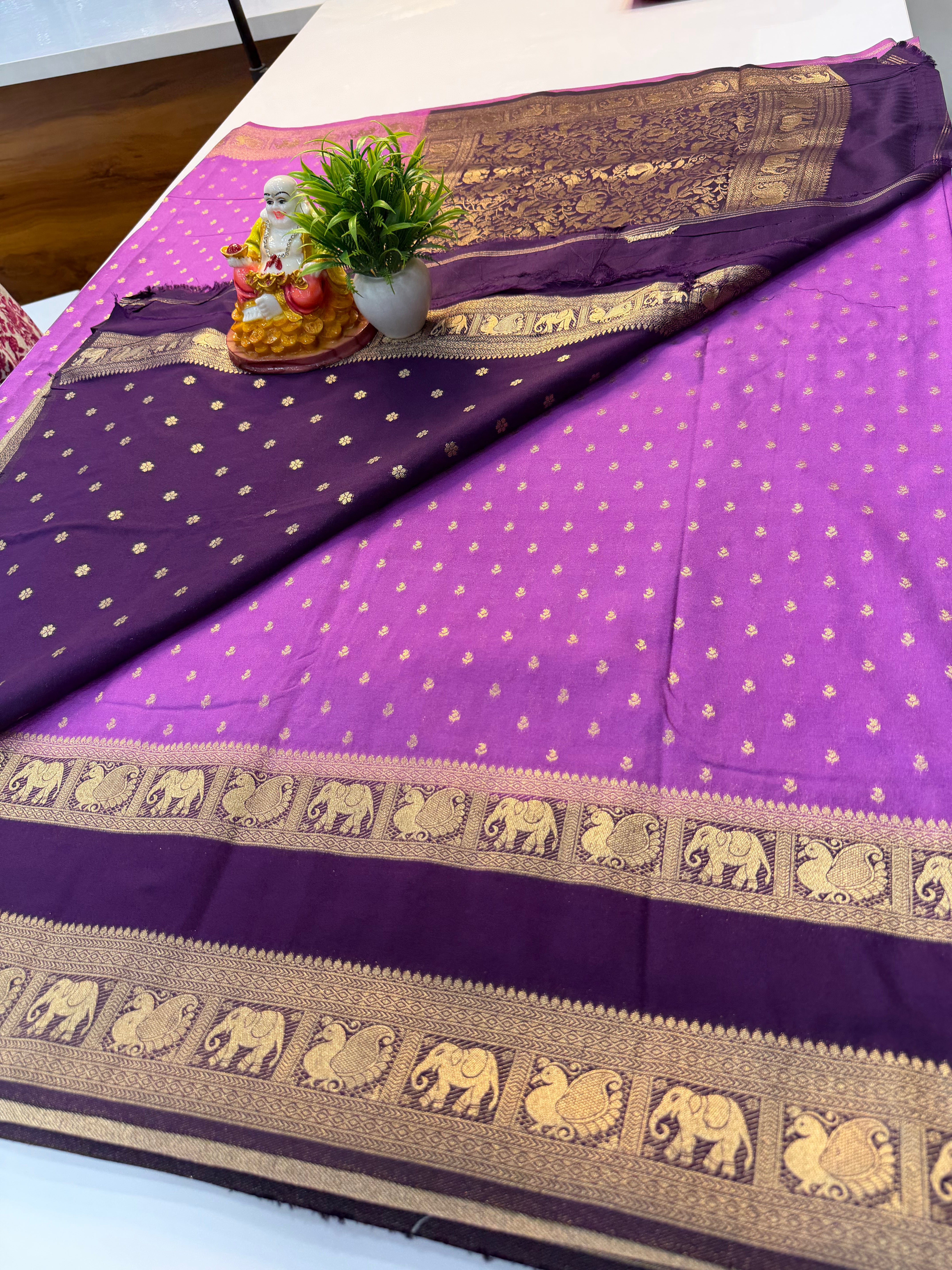 Premium Georgette Saree with Elephant & Peacock Border | Rich Pallu | Exclusive Collection by Padmavathi Silks and Sarees