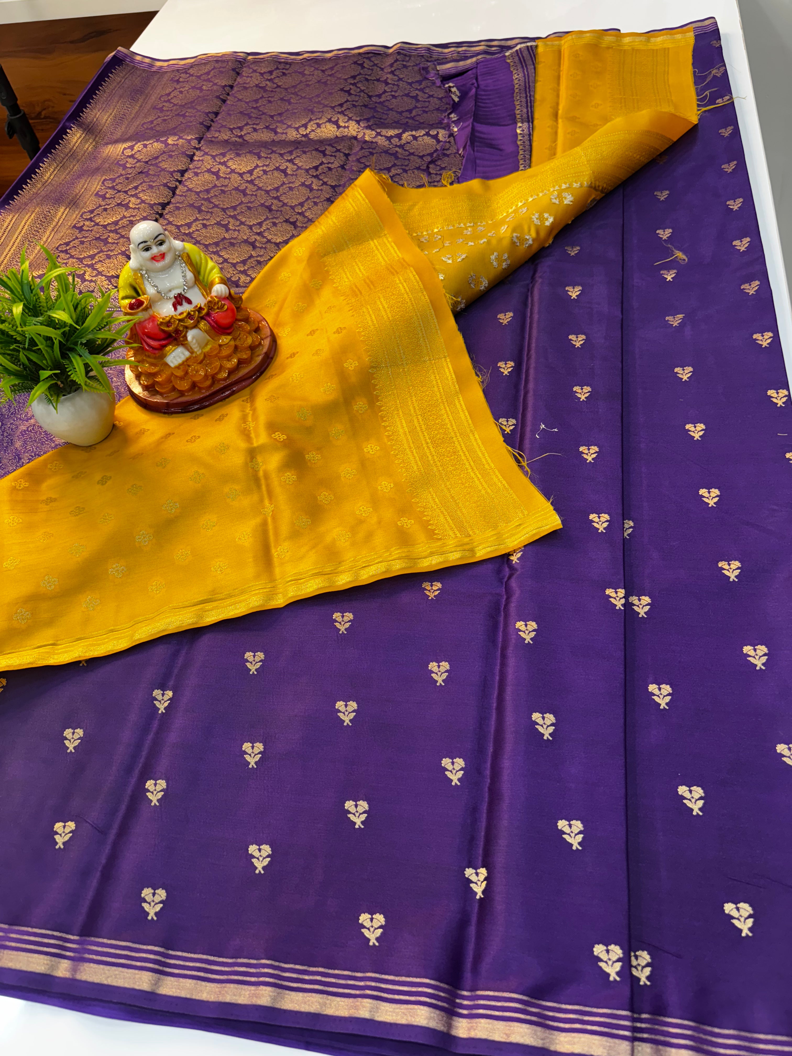 Premium Gajji Silk Saree with Rich Pallu & Contrast Blouse