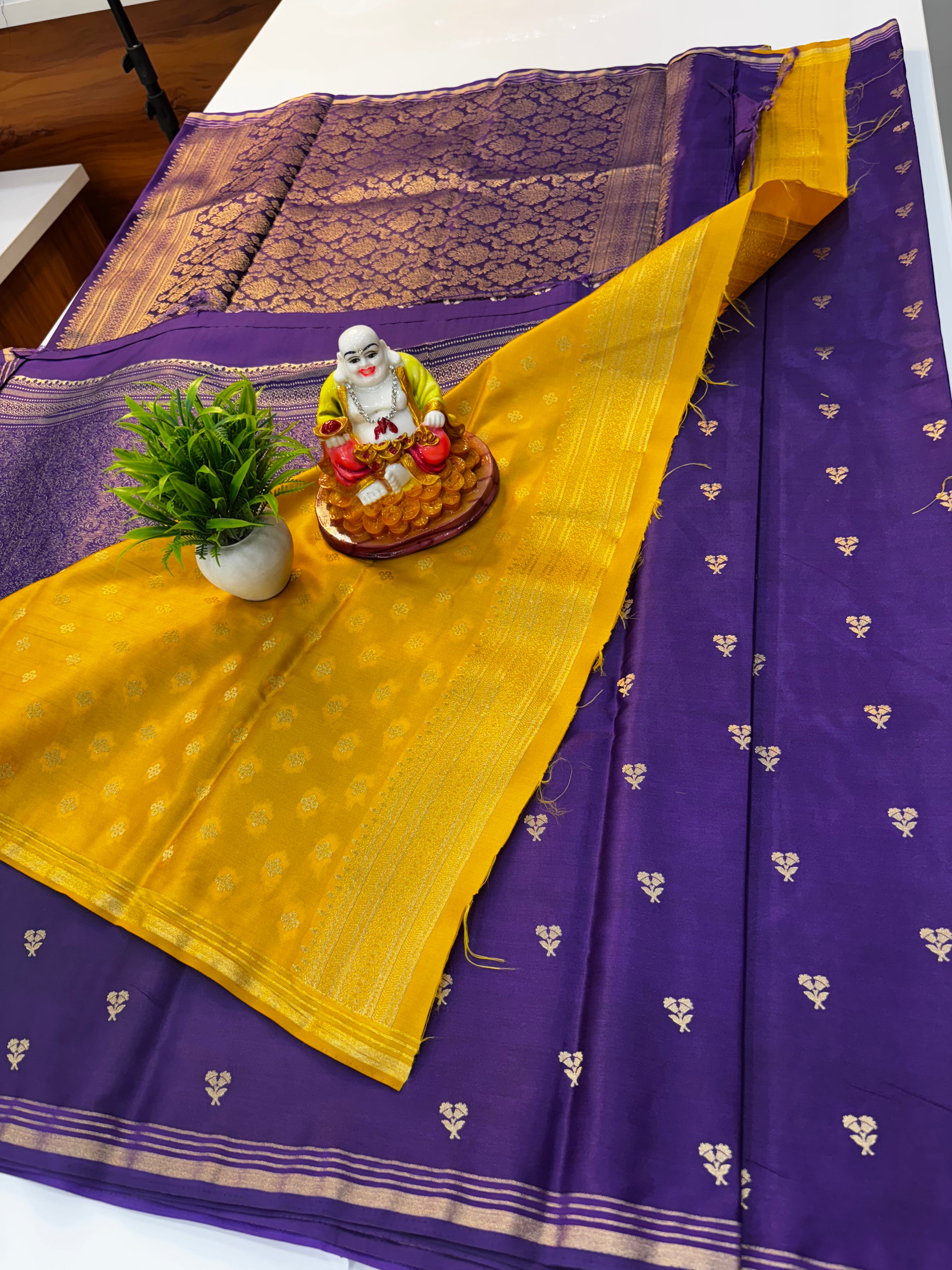 Premium Gajji Silk Saree with Rich Pallu & Contrast Blouse