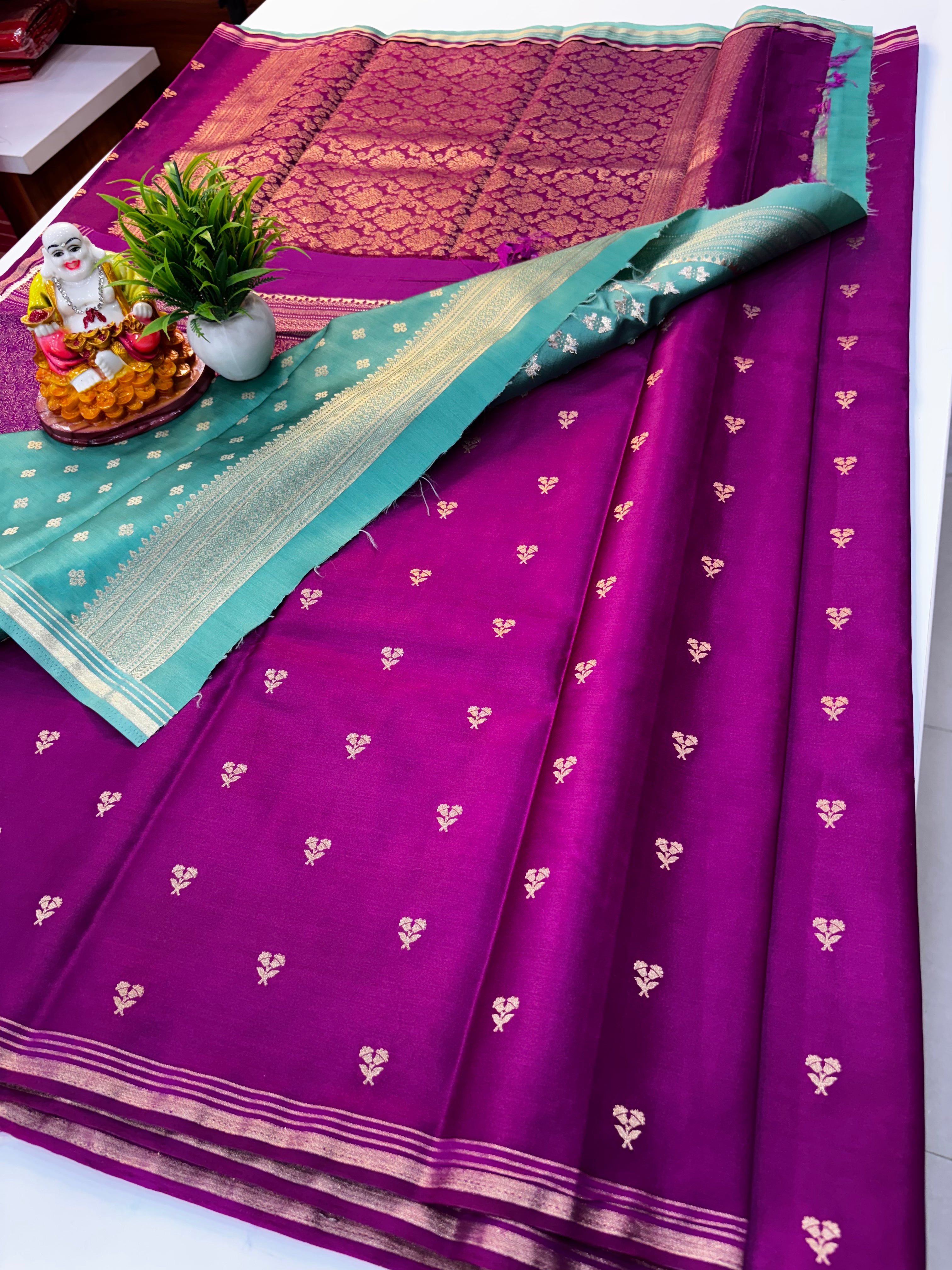 Premium Gajji Silk Saree with Rich Pallu & Contrast Blouse