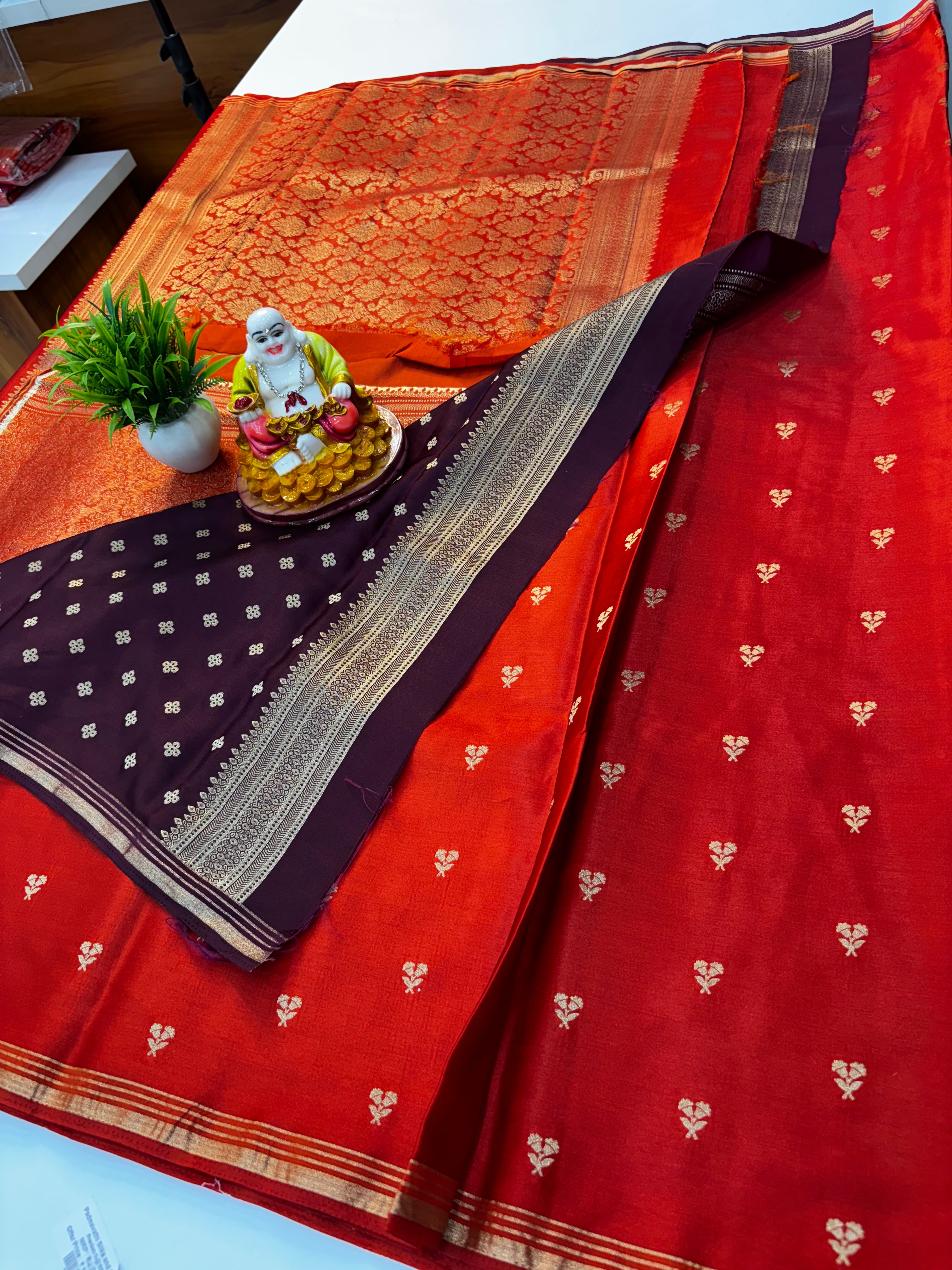Premium Gajji Silk Saree with Rich Pallu & Contrast Blouse