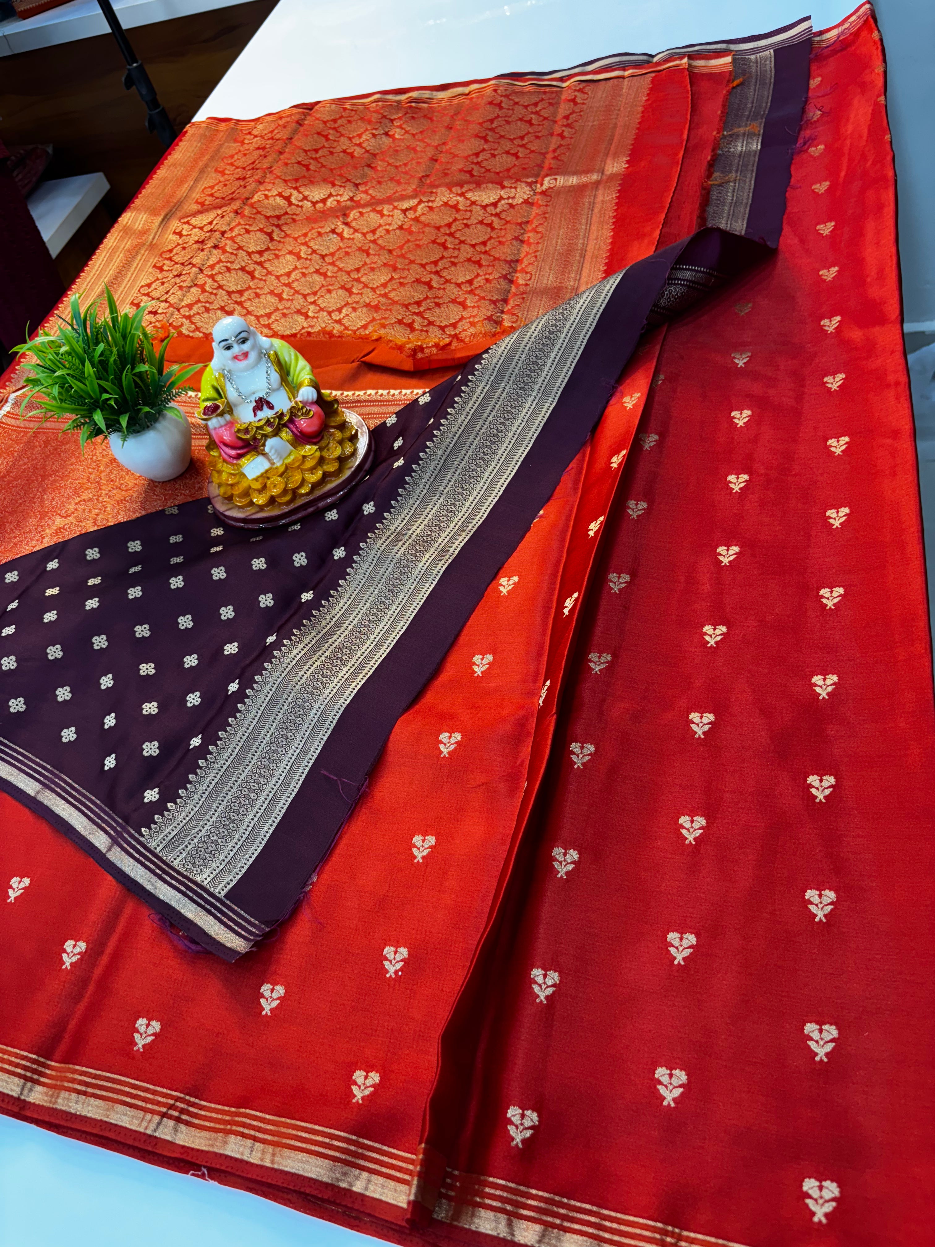 Premium Gajji Silk Saree with Rich Pallu & Contrast Blouse