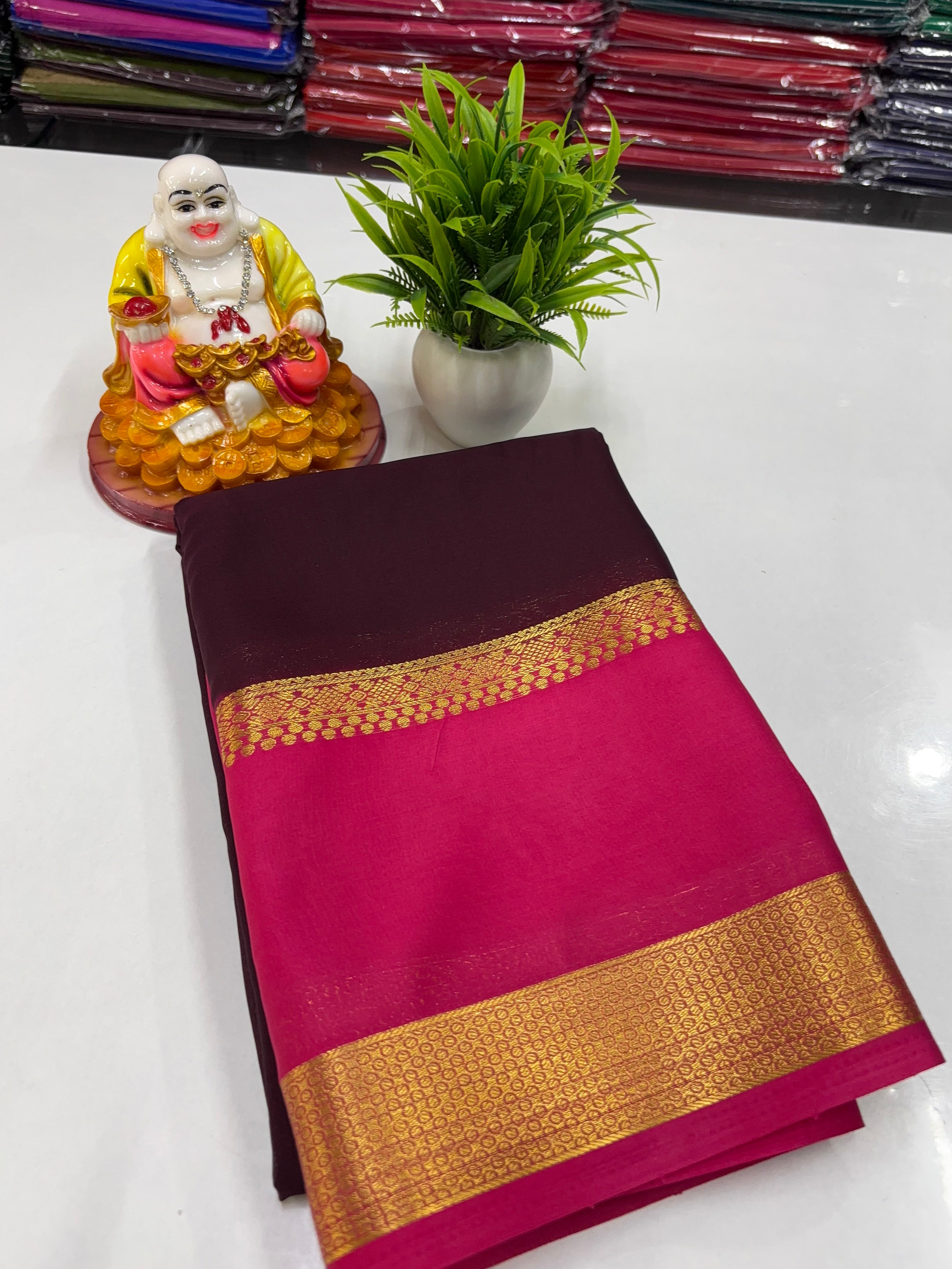 Mysore Silk Saree with Beautiful Bentex Border