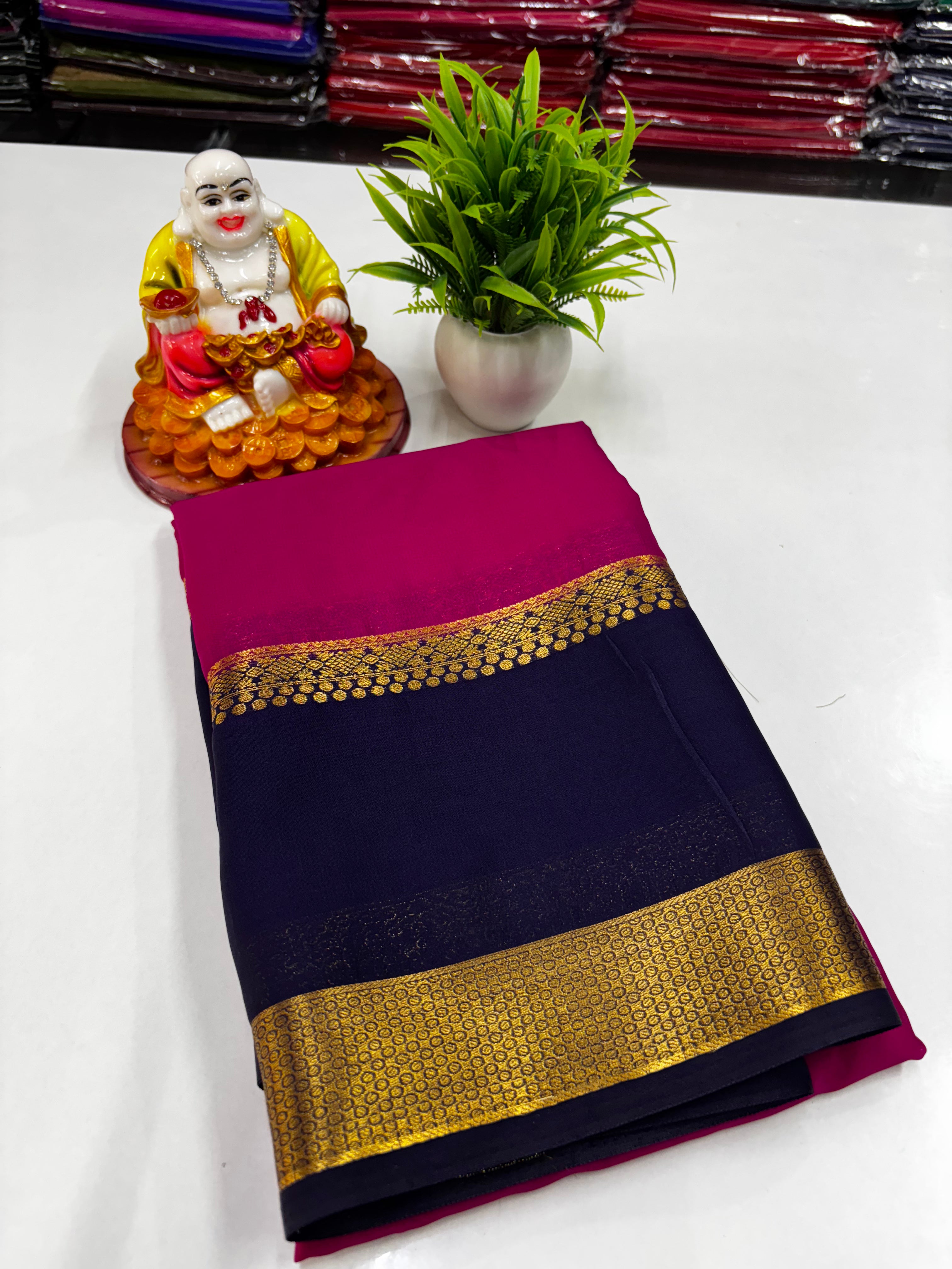 Mysore Silk Saree with Beautiful Bentex Border