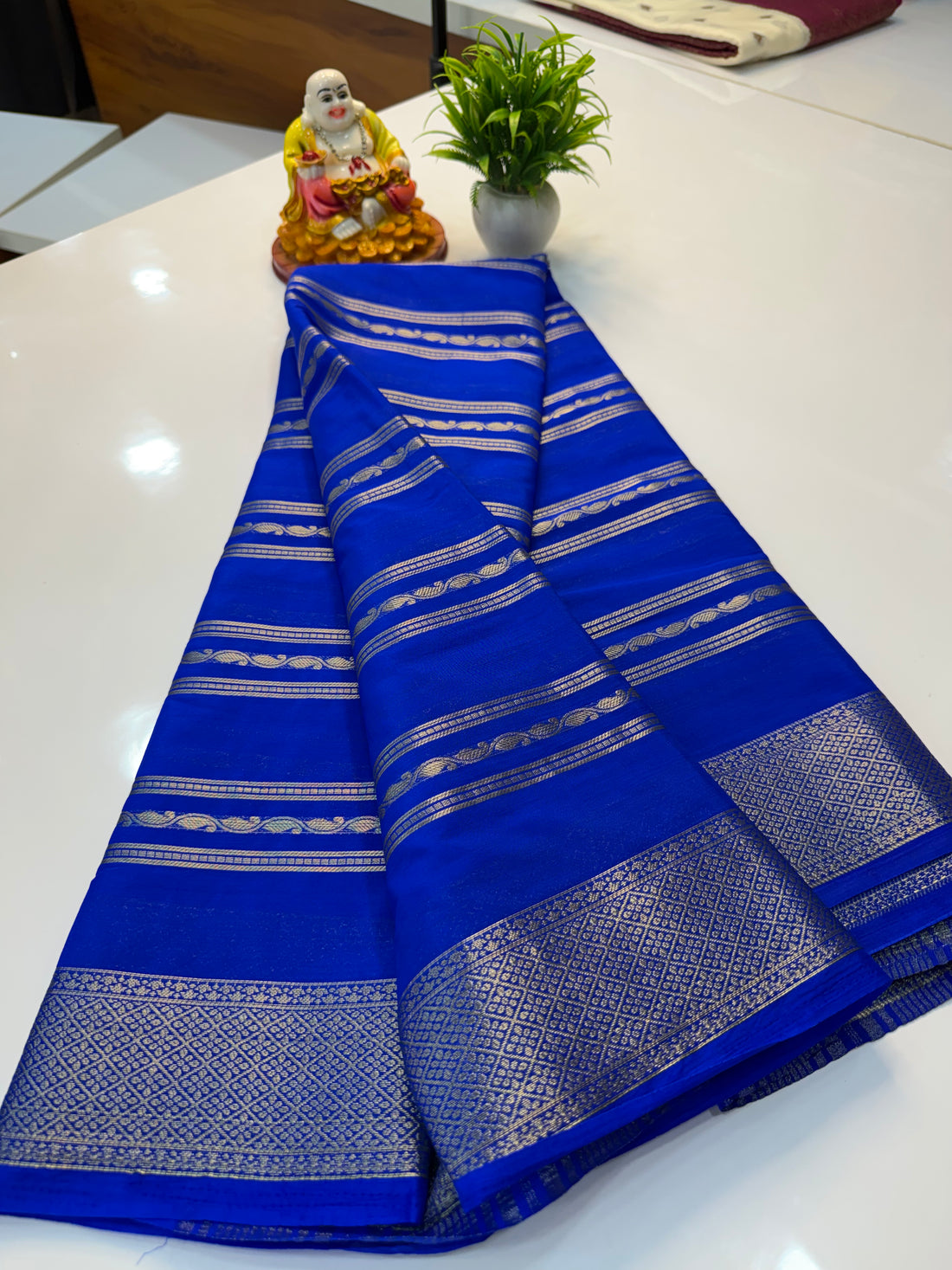 Premium Mysore Crepe Silk Saree with Beautiful Stripes | Padmavathi Silks and Sarees