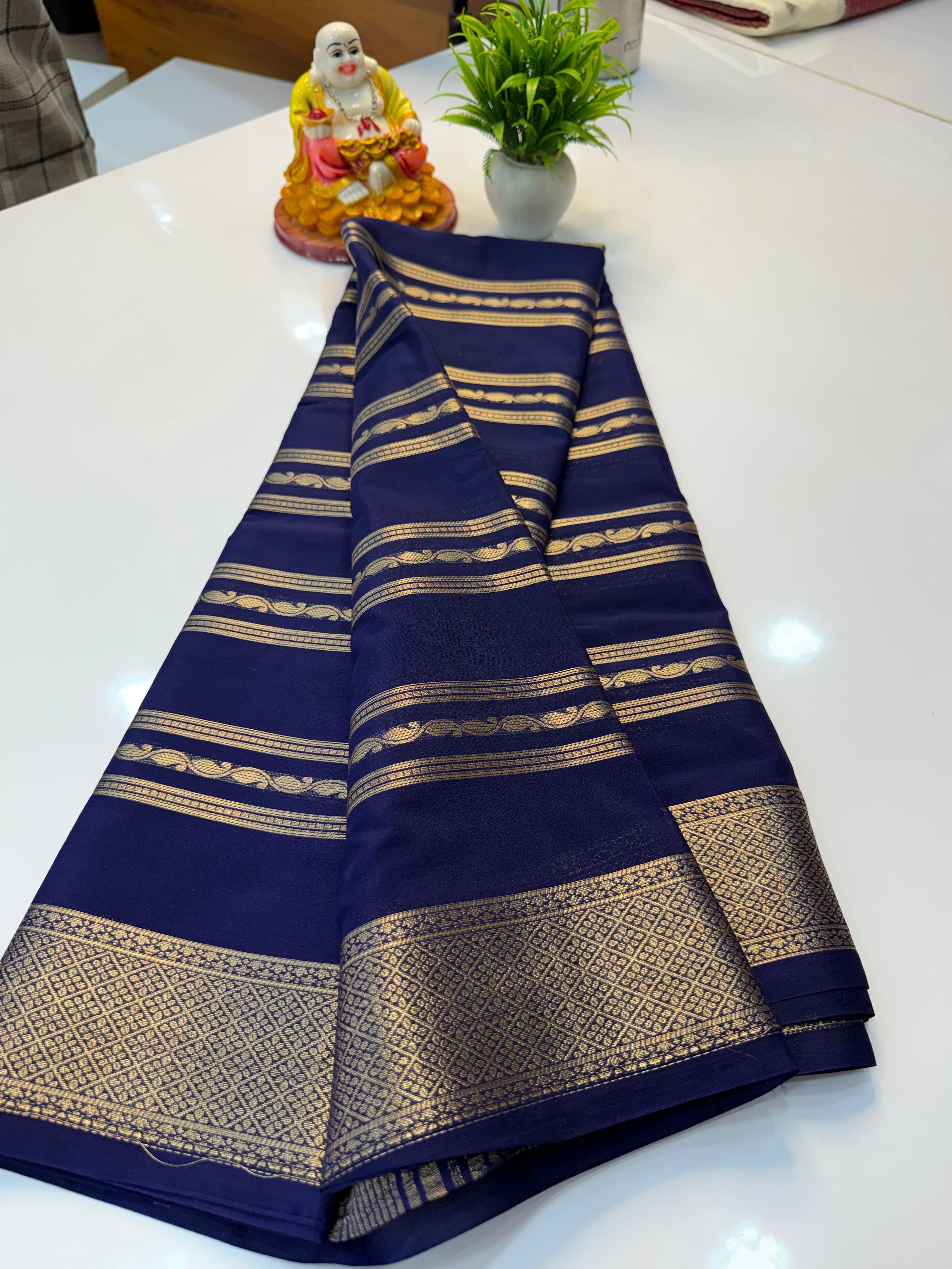 Premium Mysore Crepe Silk Saree with Beautiful Stripes | Padmavathi Silks and Sarees