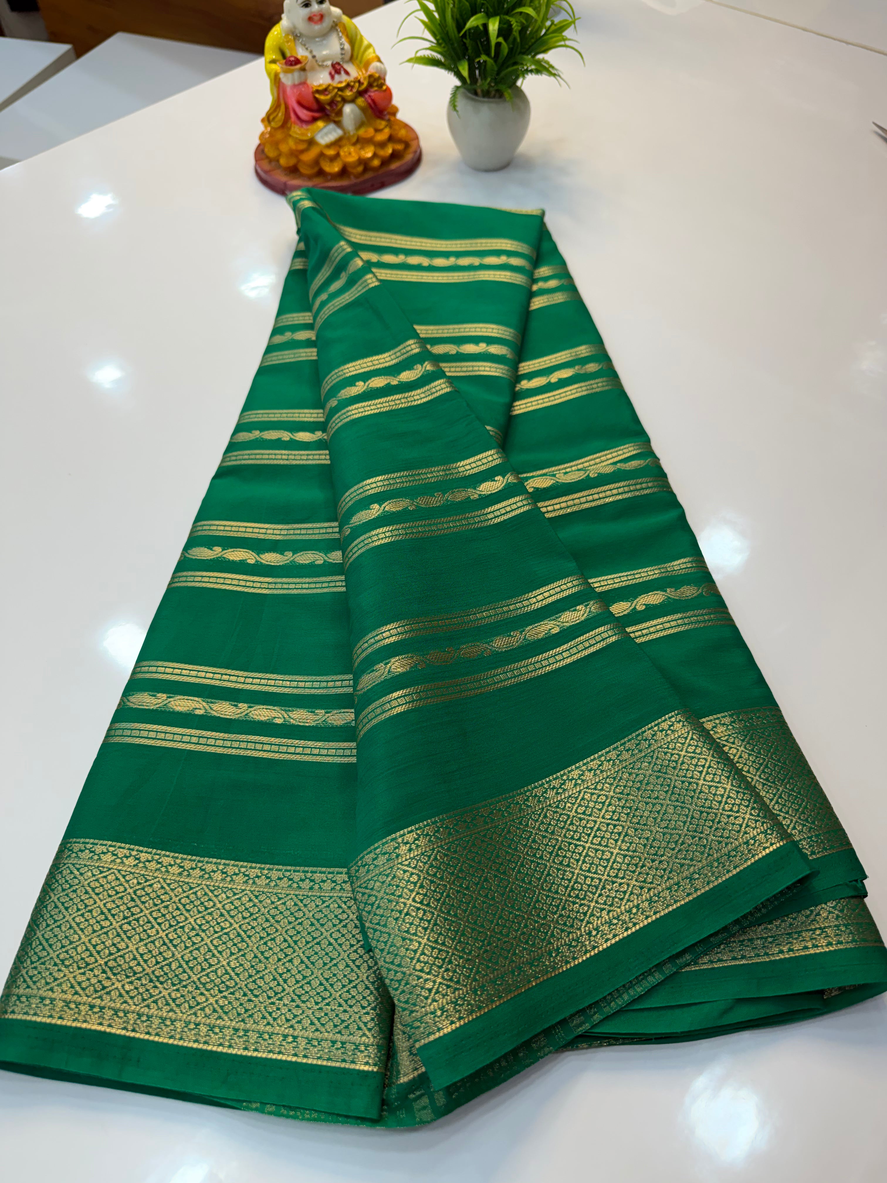 Premium Mysore Crepe Silk Saree with Beautiful Stripes | Padmavathi Silks and Sarees