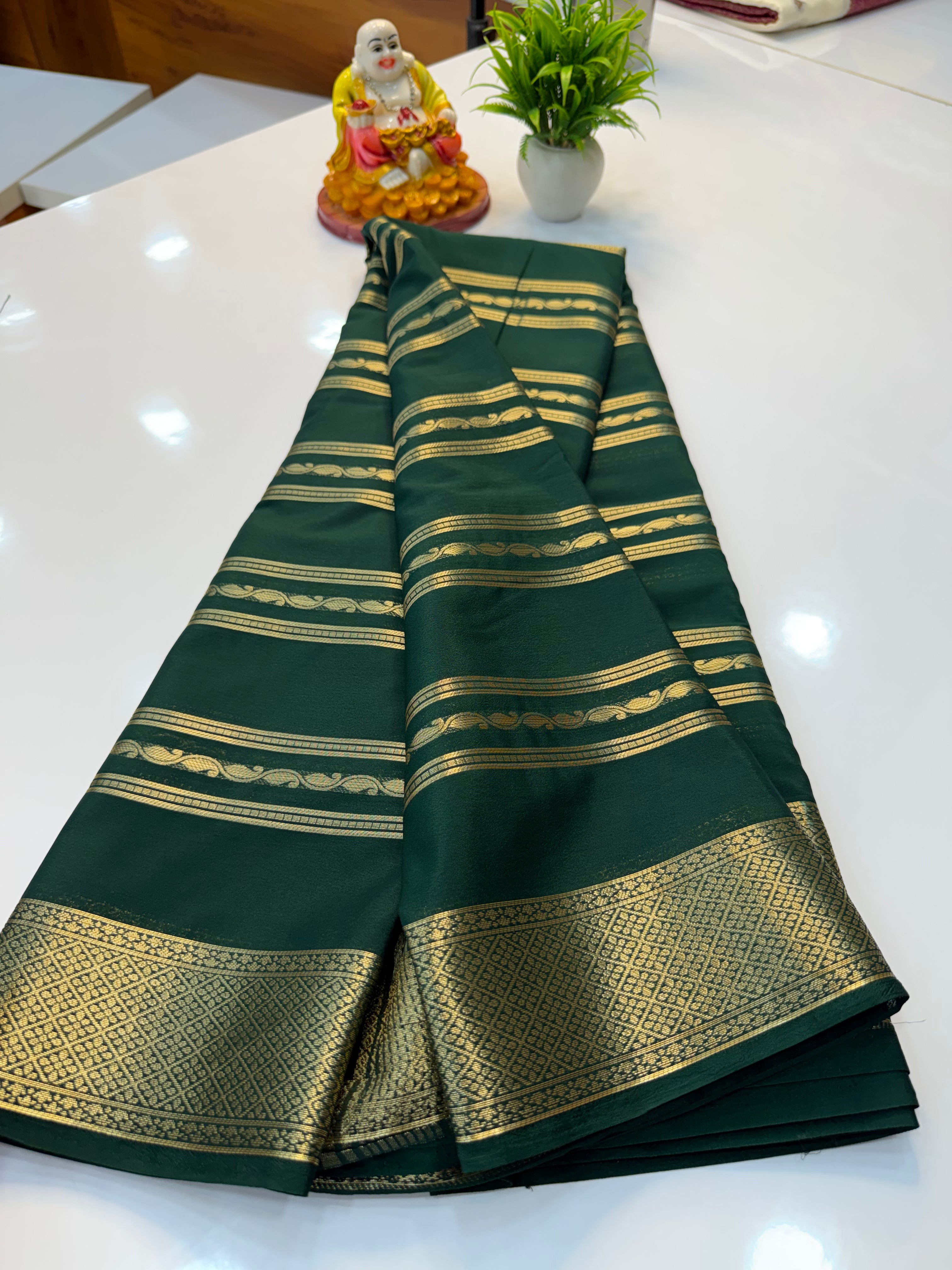 Premium Mysore Crepe Silk Saree with Beautiful Stripes | Padmavathi Silks and Sarees