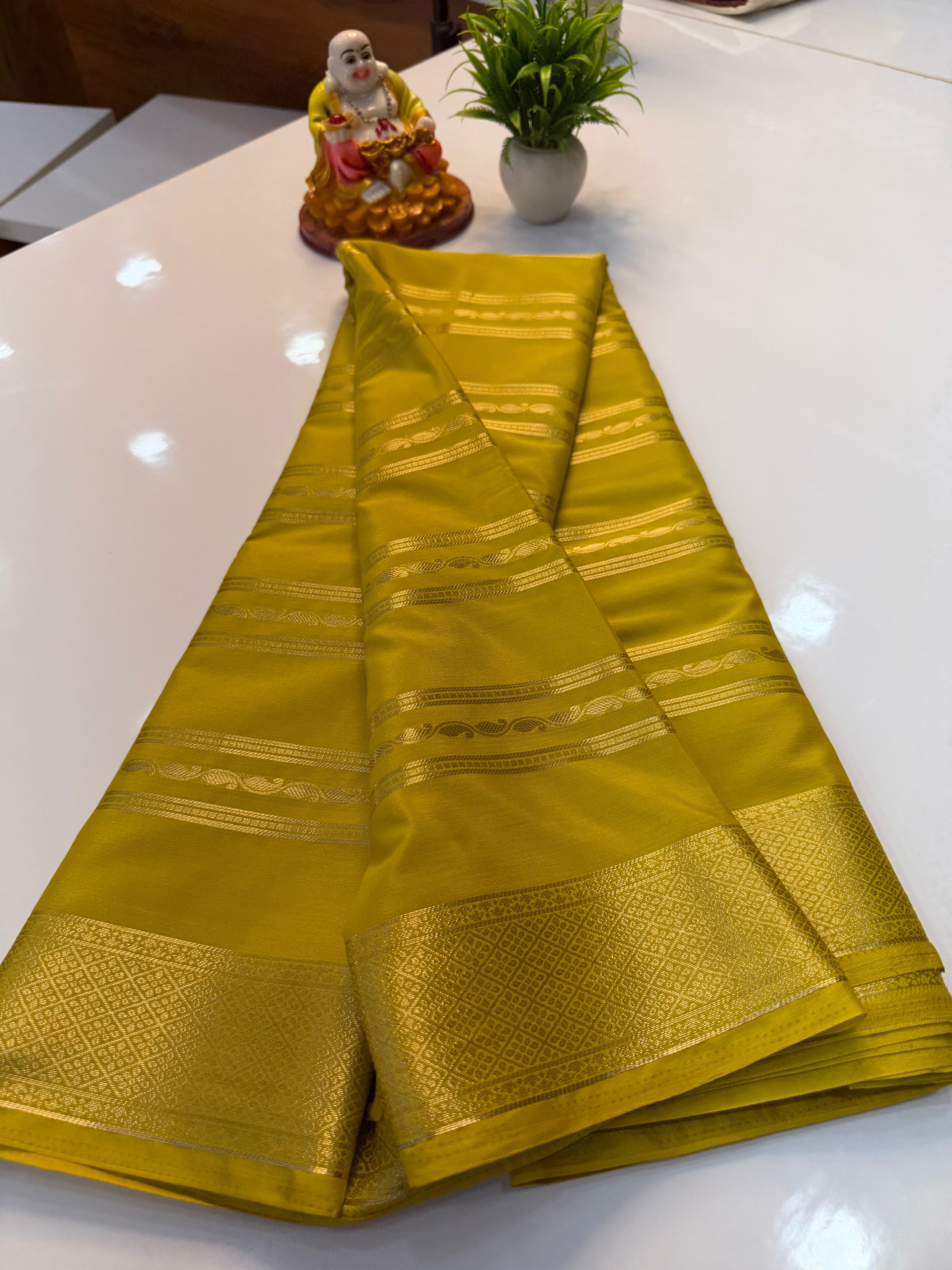Premium Mysore Crepe Silk Saree with Beautiful Stripes | Padmavathi Silks and Sarees