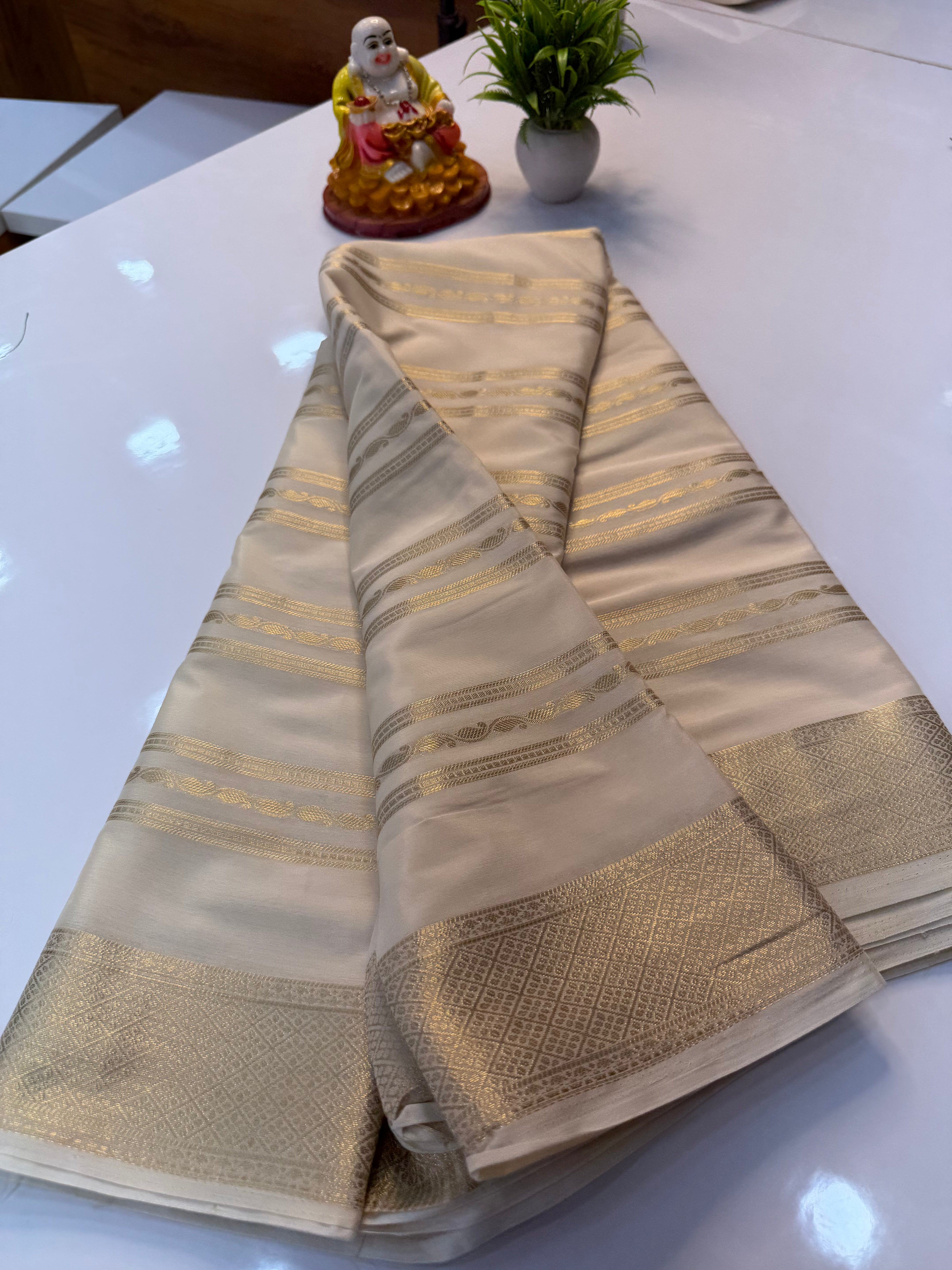 Premium Mysore Crepe Silk Saree with Beautiful Stripes | Padmavathi Silks and Sarees