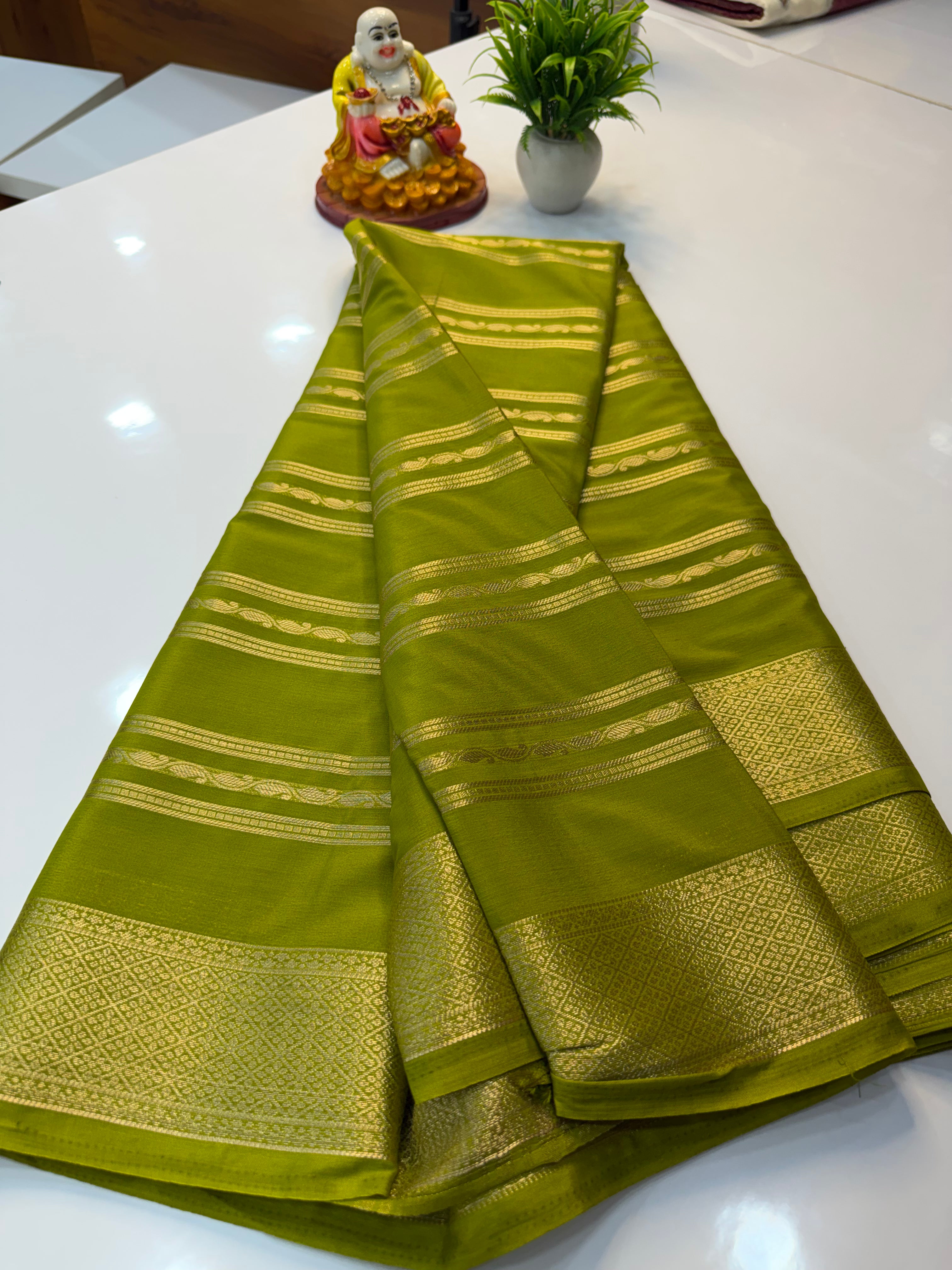 Premium Mysore Crepe Silk Saree with Beautiful Stripes | Padmavathi Silks and Sarees
