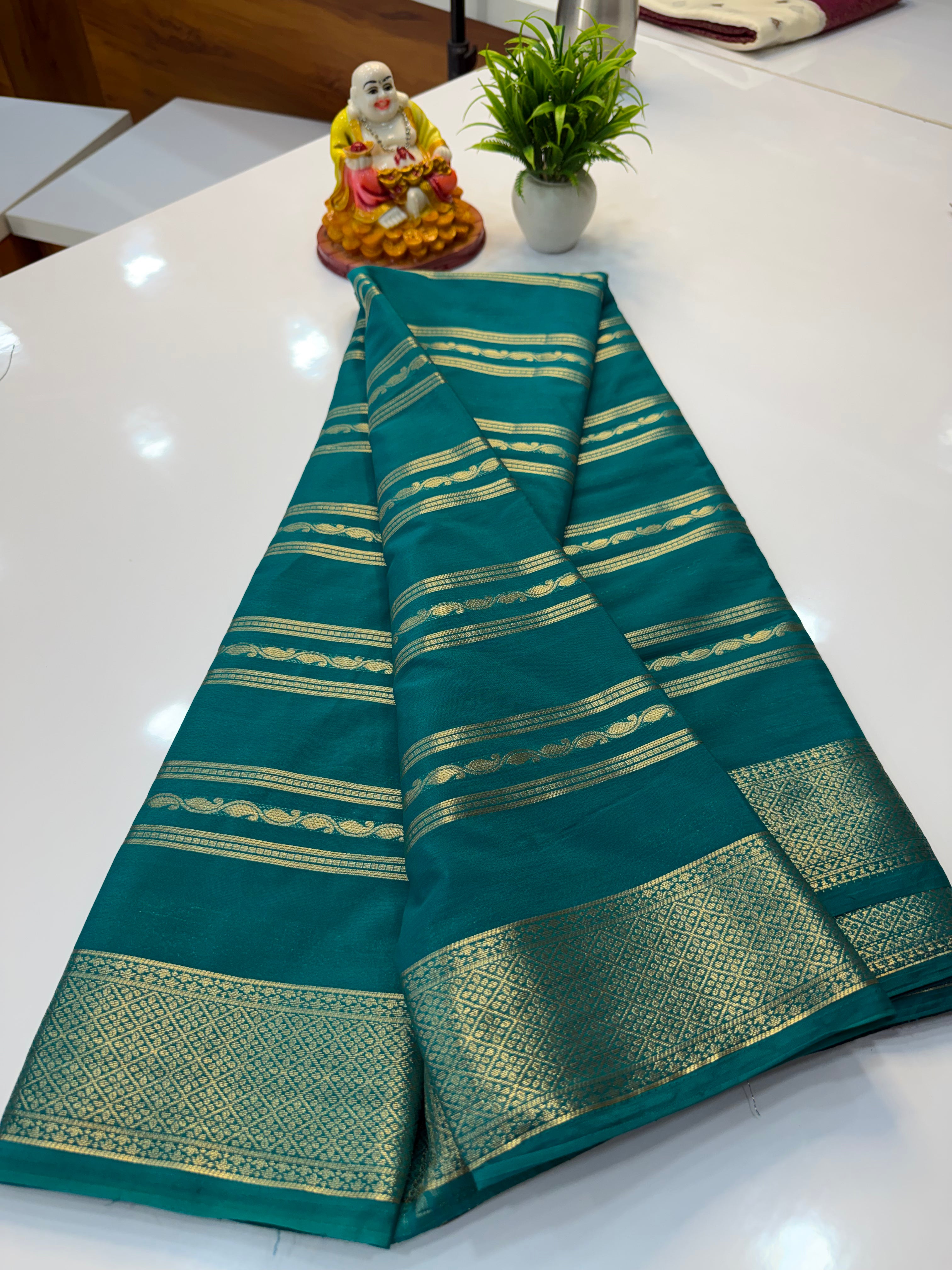 Premium Mysore Crepe Silk Saree with Beautiful Stripes | Padmavathi Silks and Sarees