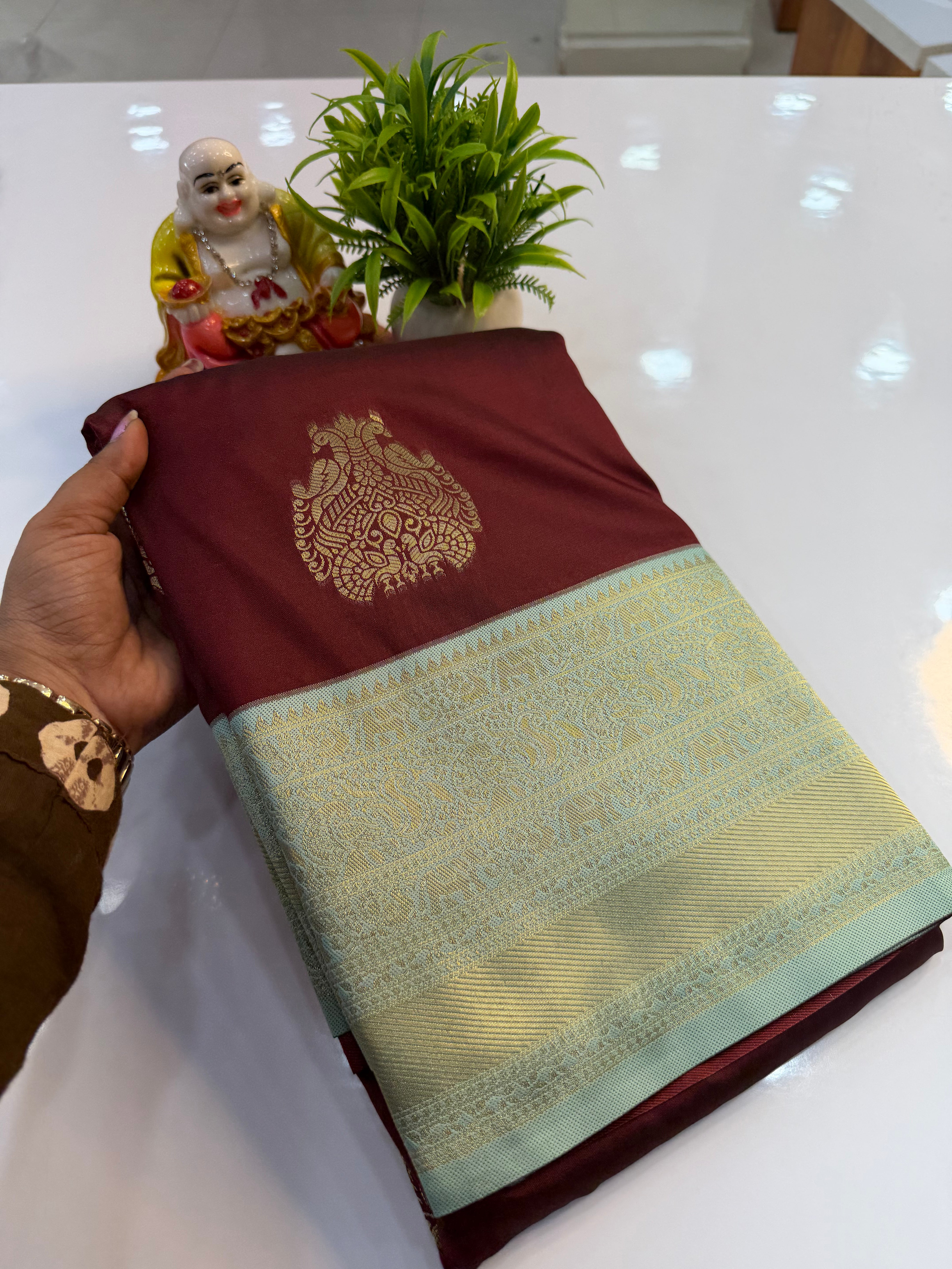 Semi Silk Saree with Peacock Design | Rich Pallu & Butta Blouse | Padmavathi Silks and Sarees
