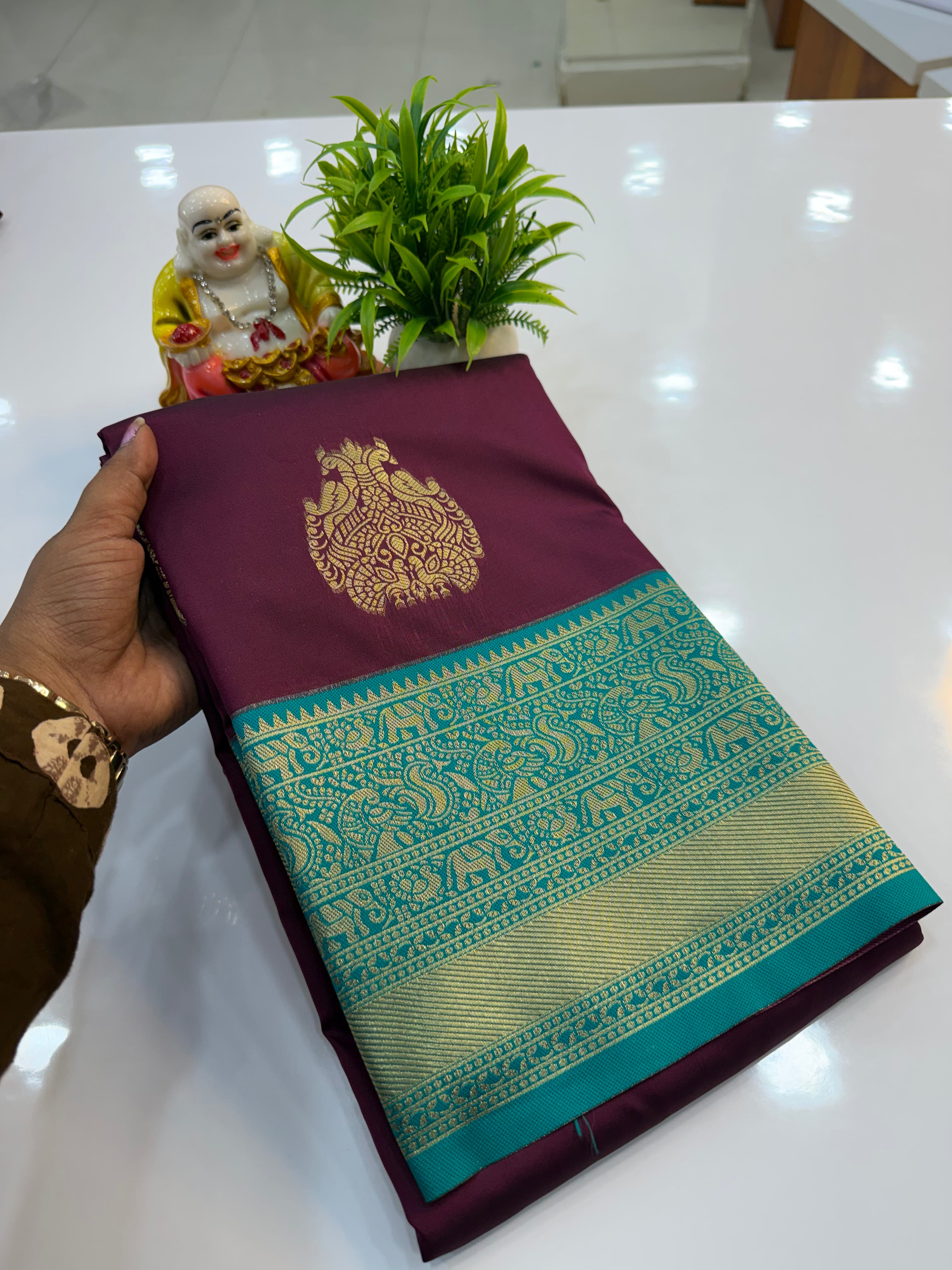 Semi Silk Saree with Peacock Design | Rich Pallu & Butta Blouse | Padmavathi Silks and Sarees