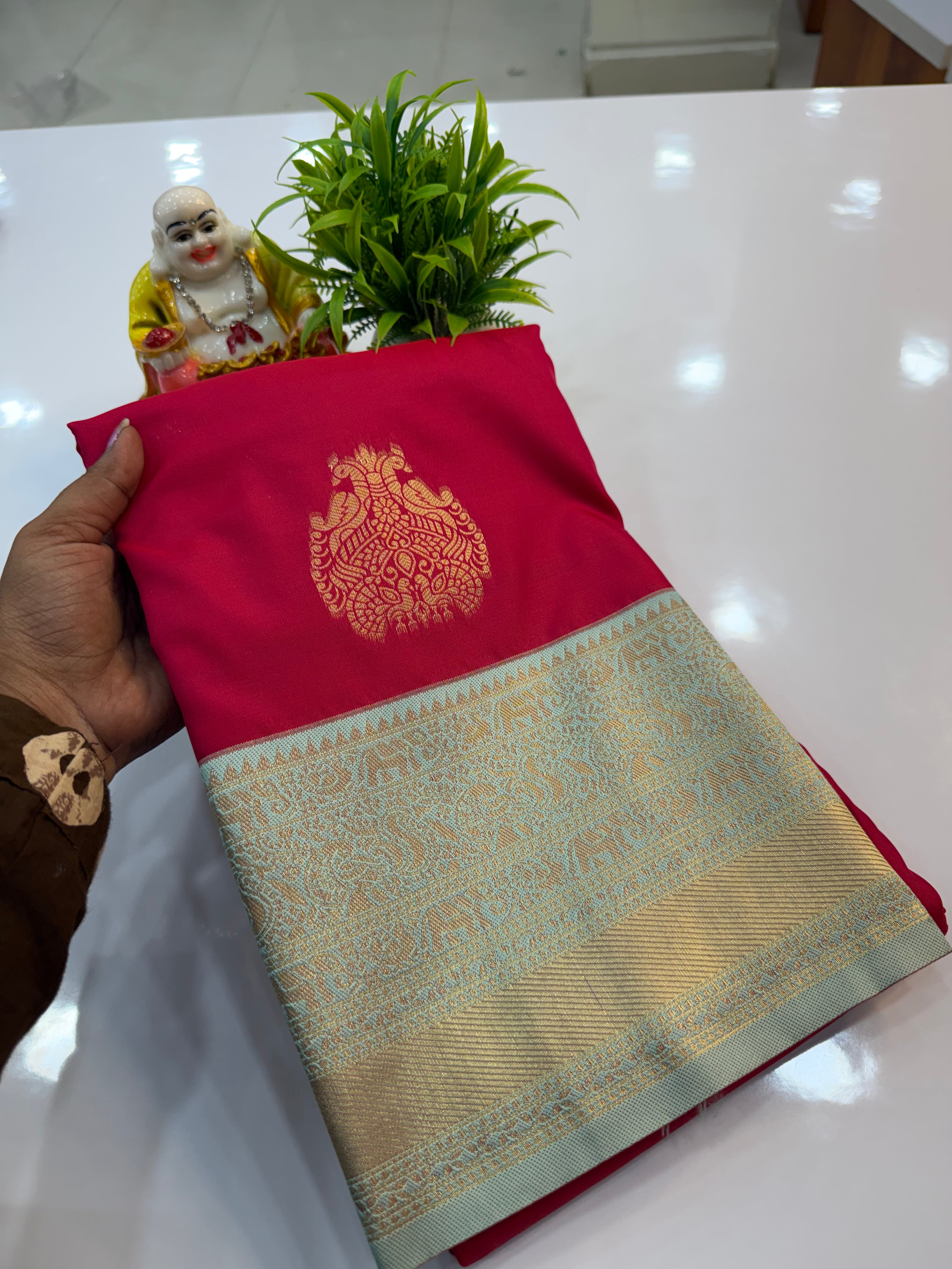 Semi Silk Saree with Peacock Design | Rich Pallu & Butta Blouse | Padmavathi Silks and Sarees