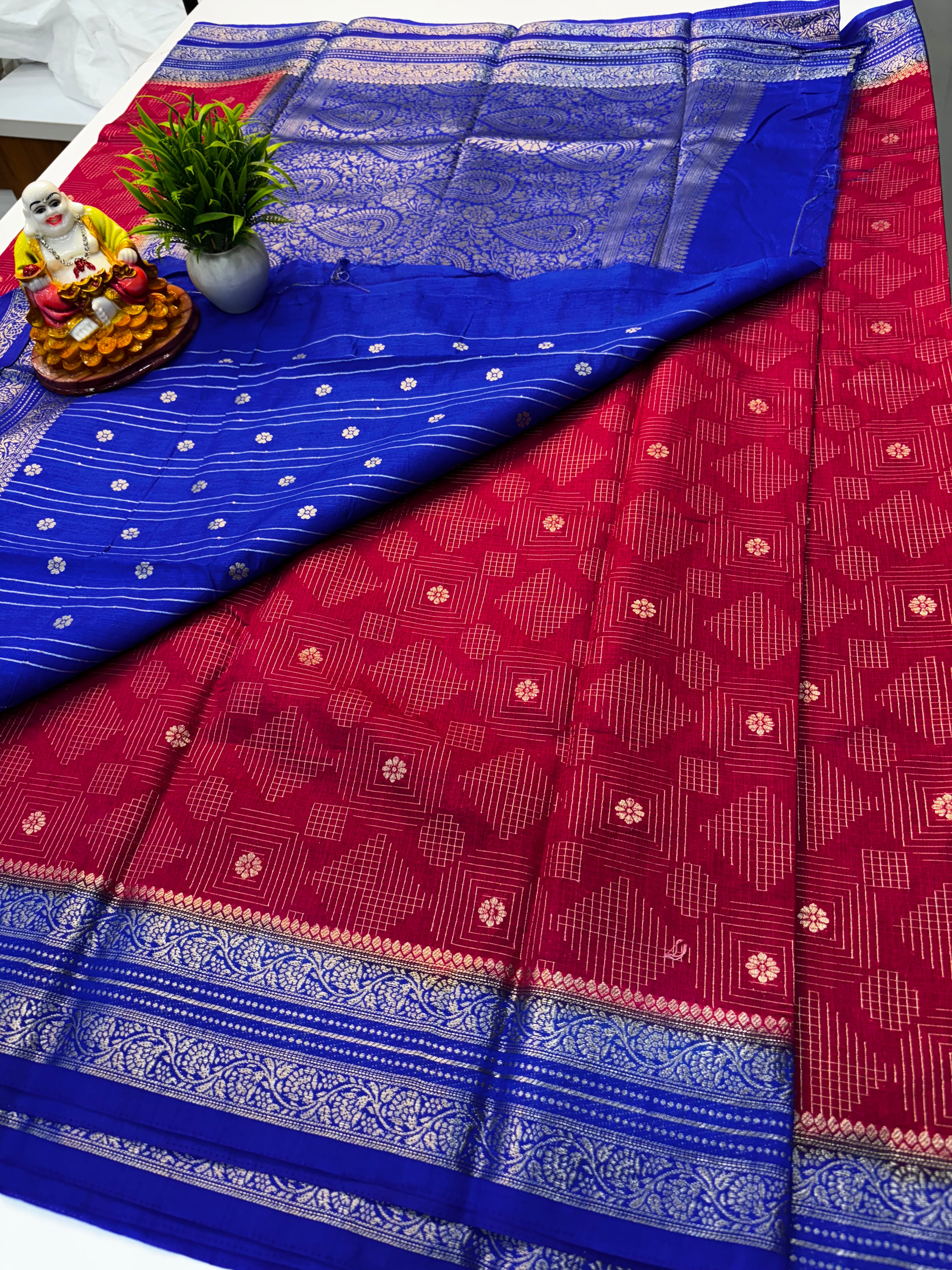 Premium Mango Silk Saree with Contrast Pallu & Blouse