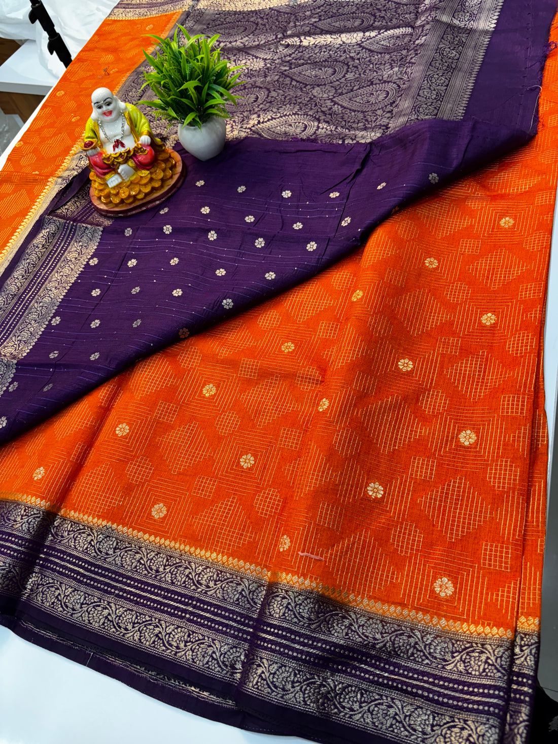 Premium Mango Silk Saree with Contrast Pallu & Blouse