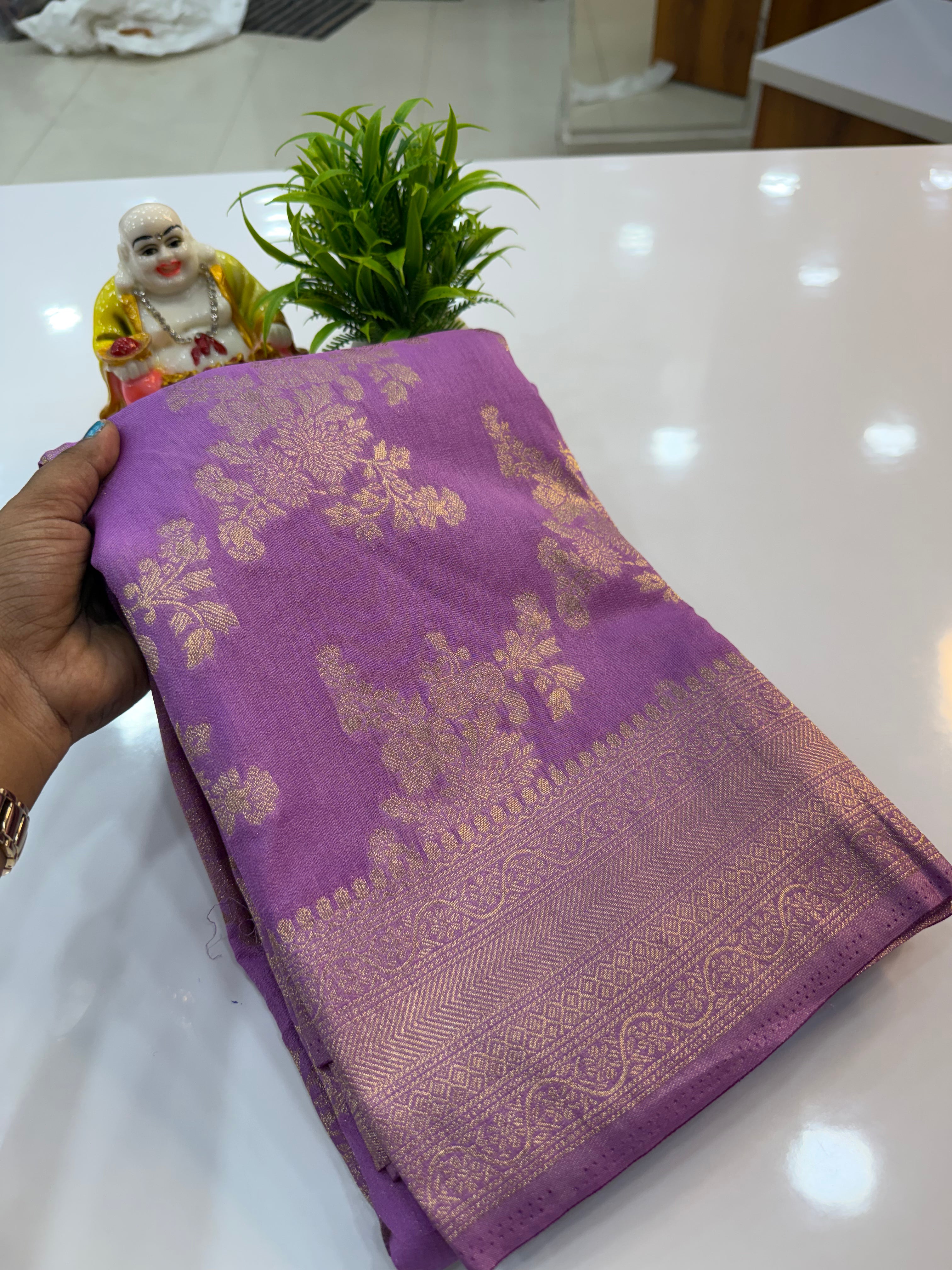 Jaal Pattern Georgette Saree with Rich Pallu & Butta Blouse | Padmavathi Silks and Sarees Product Description