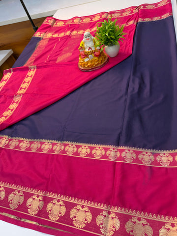 Mysore Crepe Silk Saree with Ganda Berunda Design & Bentex Border