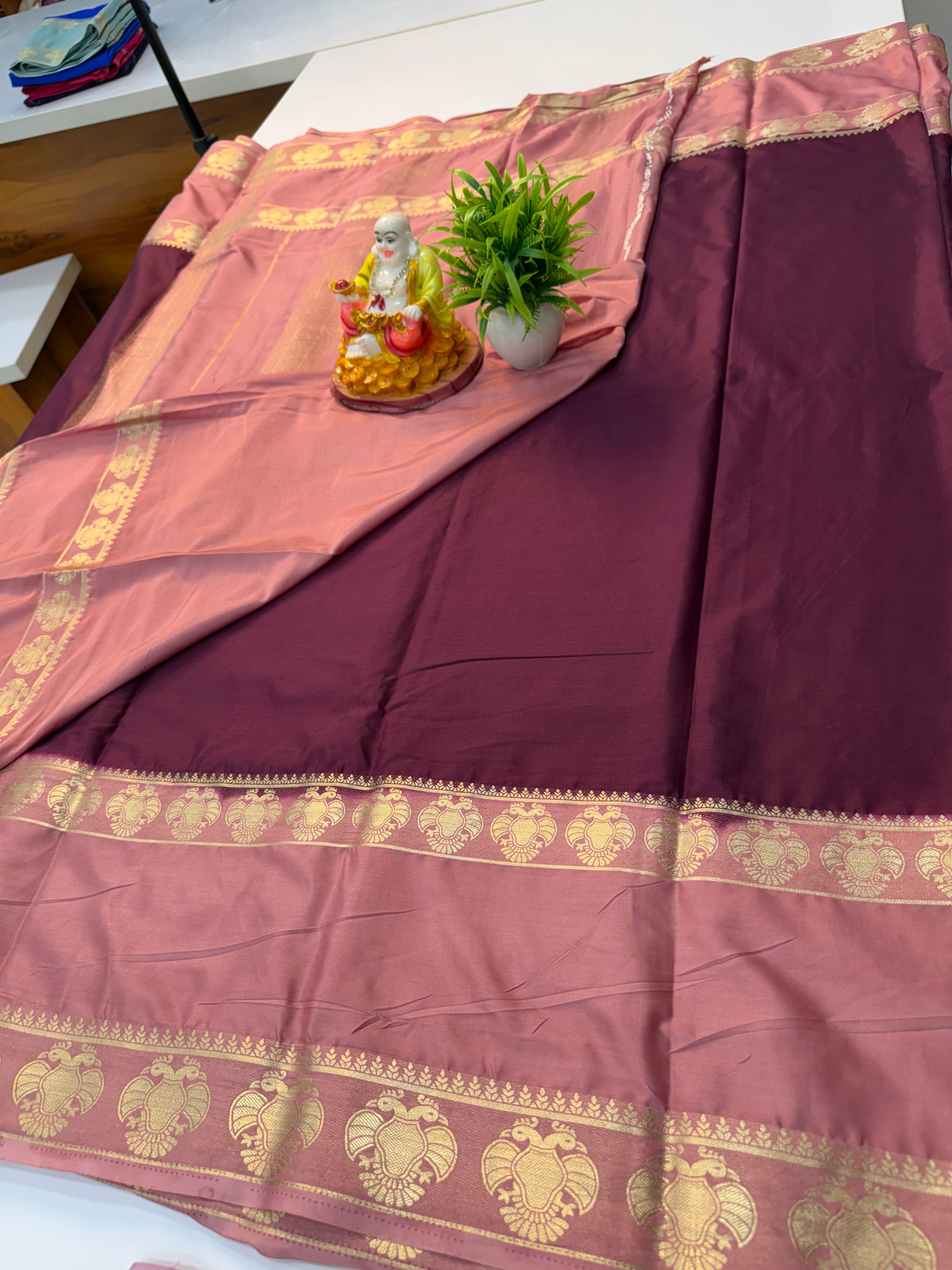Mysore Crepe Silk Saree with Ganda Berunda Design & Bentex Border