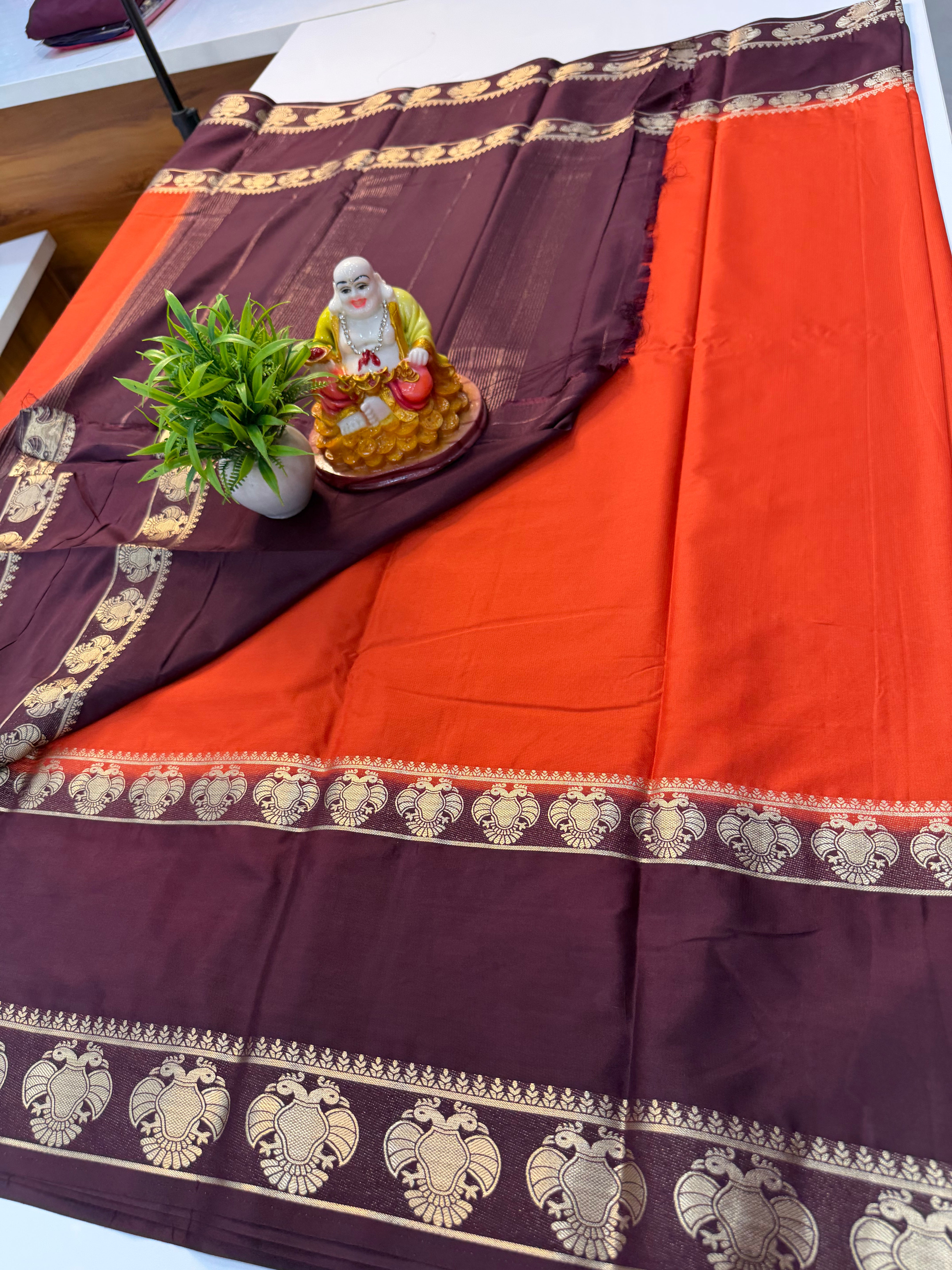 Mysore Crepe Silk Saree with Ganda Berunda Design & Bentex Border