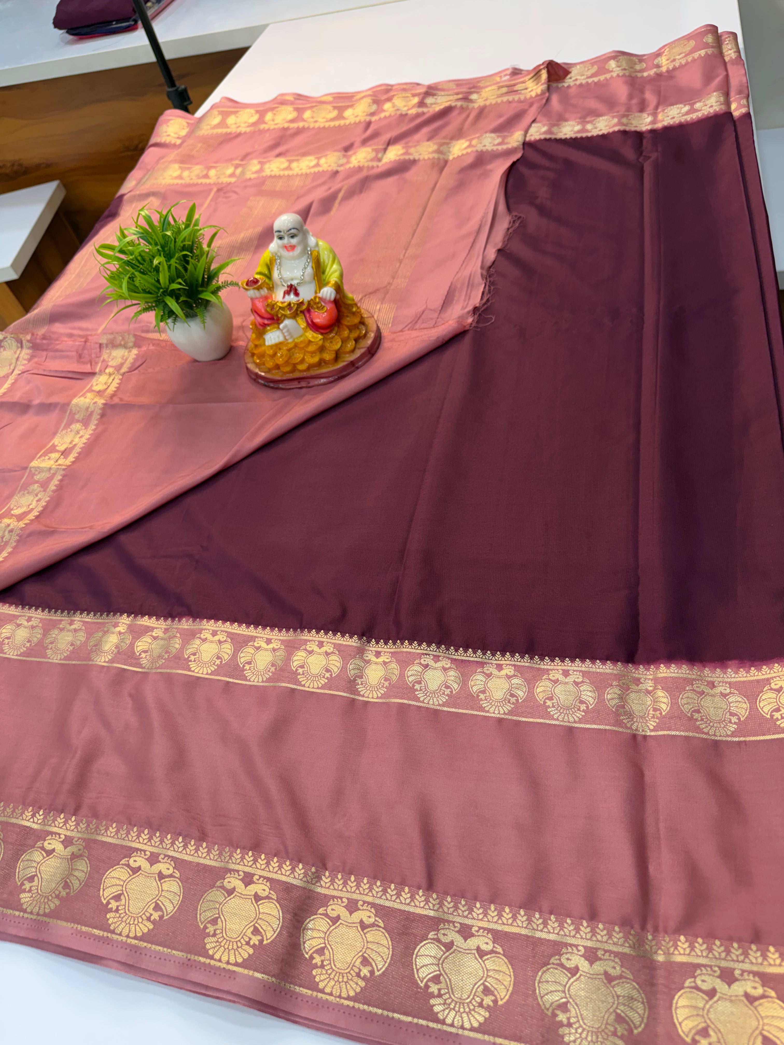 Mysore Crepe Silk Saree with Ganda Berunda Design & Bentex Border
