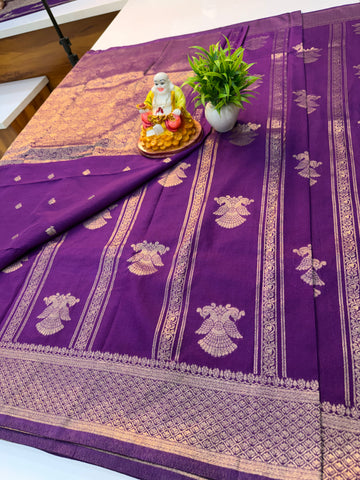 georgette saree with ganda berunda design with rich pallu