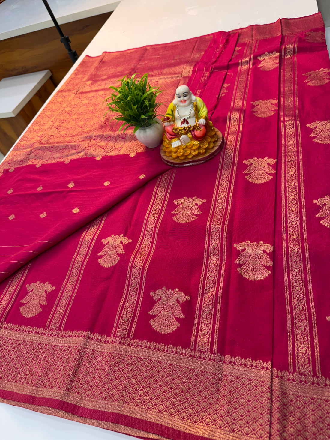 georgette saree with ganda berunda design with rich pallu