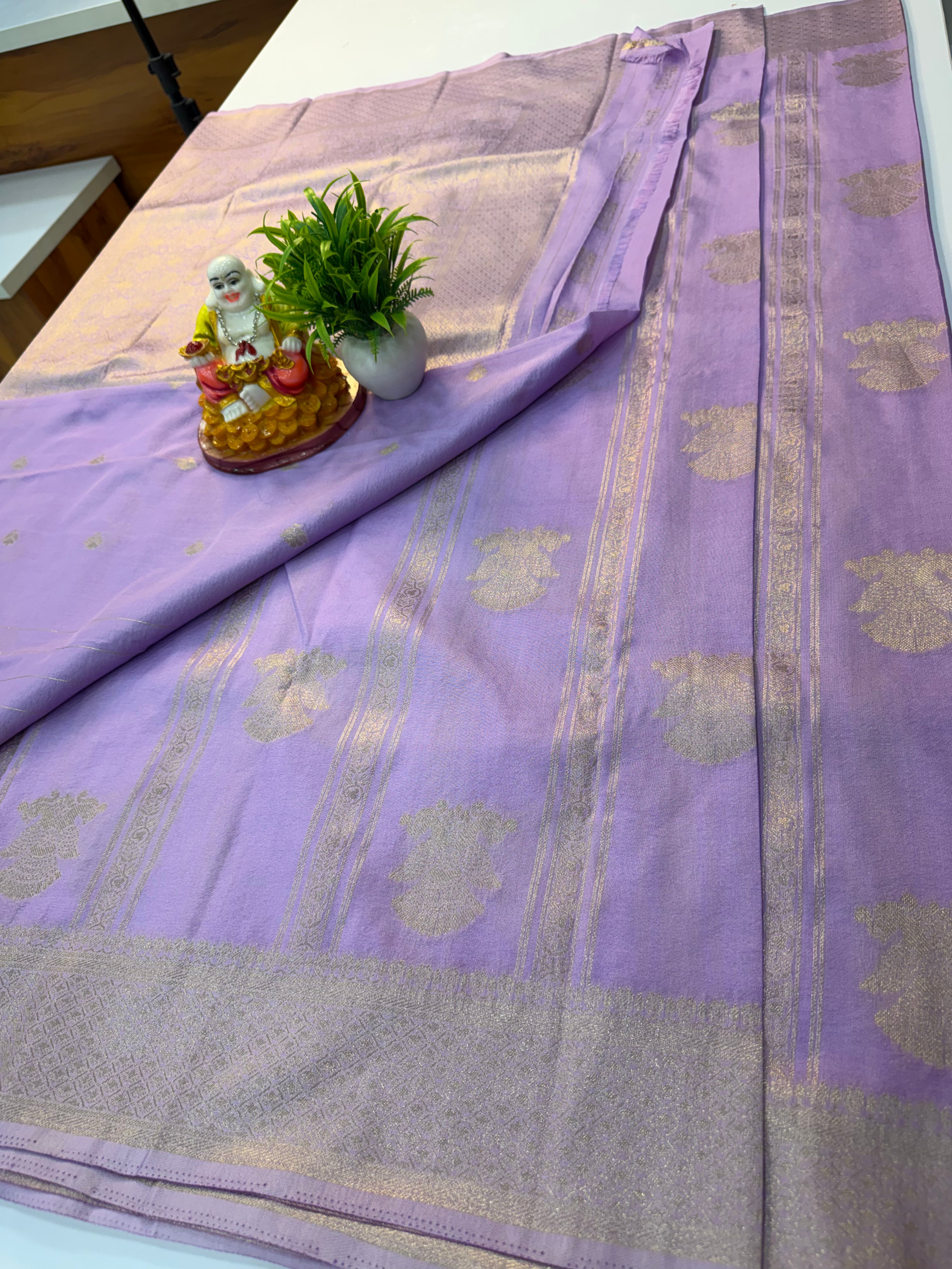 georgette saree with ganda berunda design with rich pallu