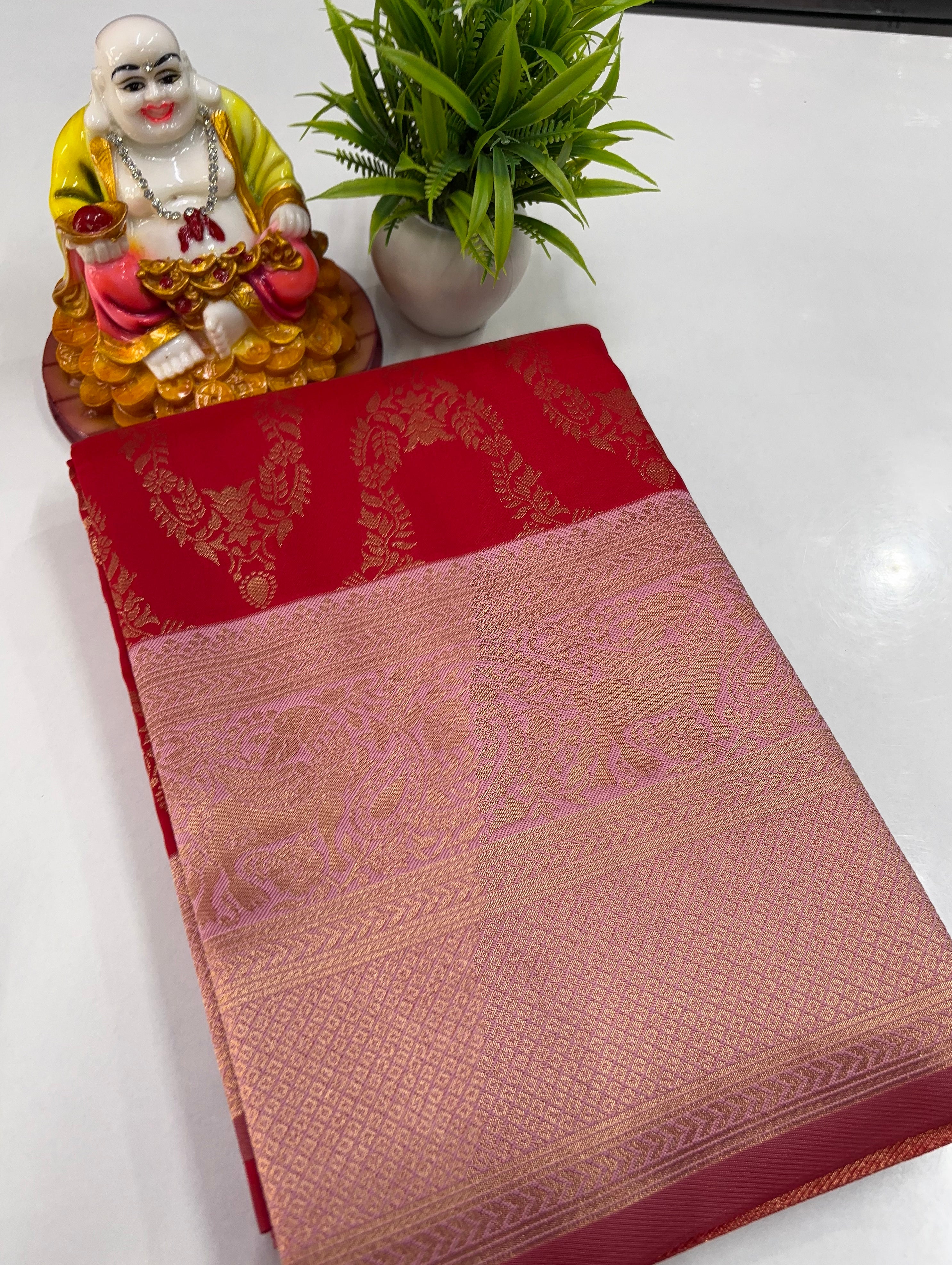 Semi Silk Saree with Beautiful Stripes & Rich Pallu
