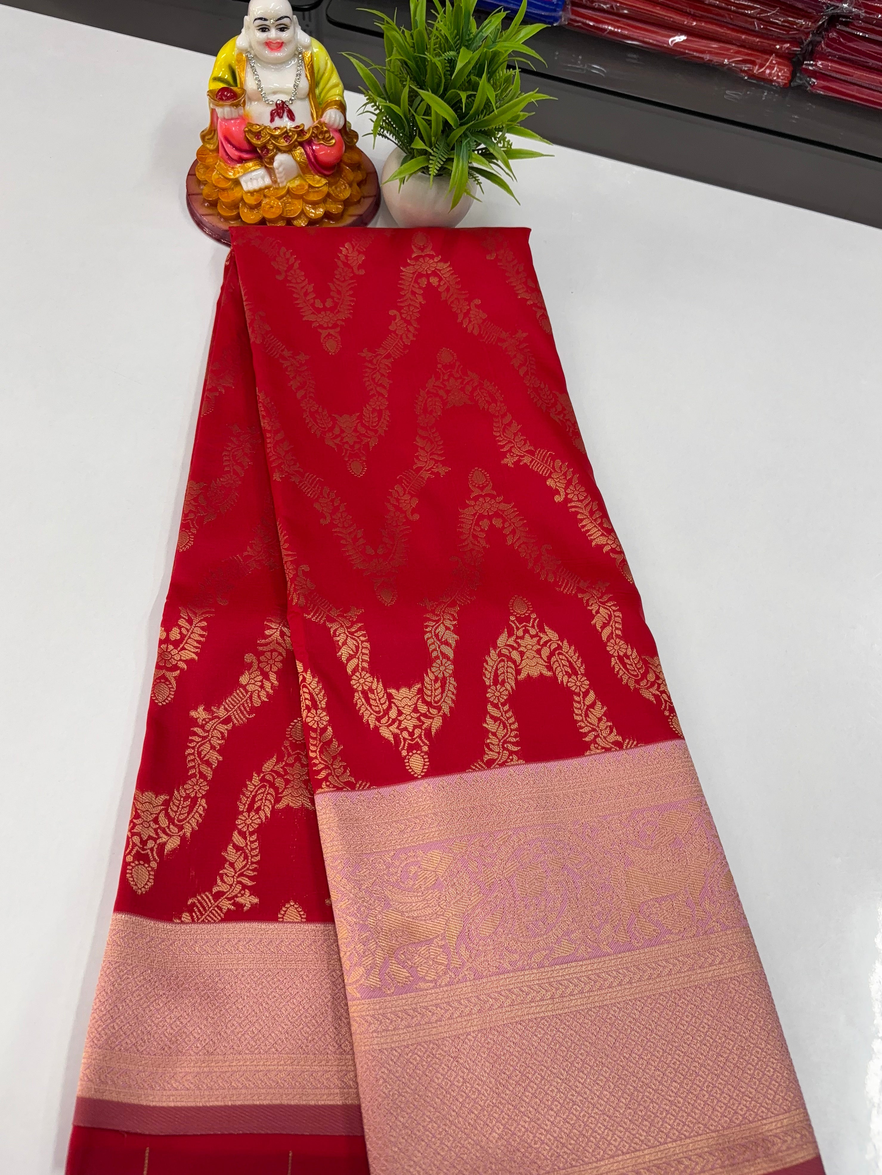 Semi Silk Saree with Beautiful Stripes & Rich Pallu