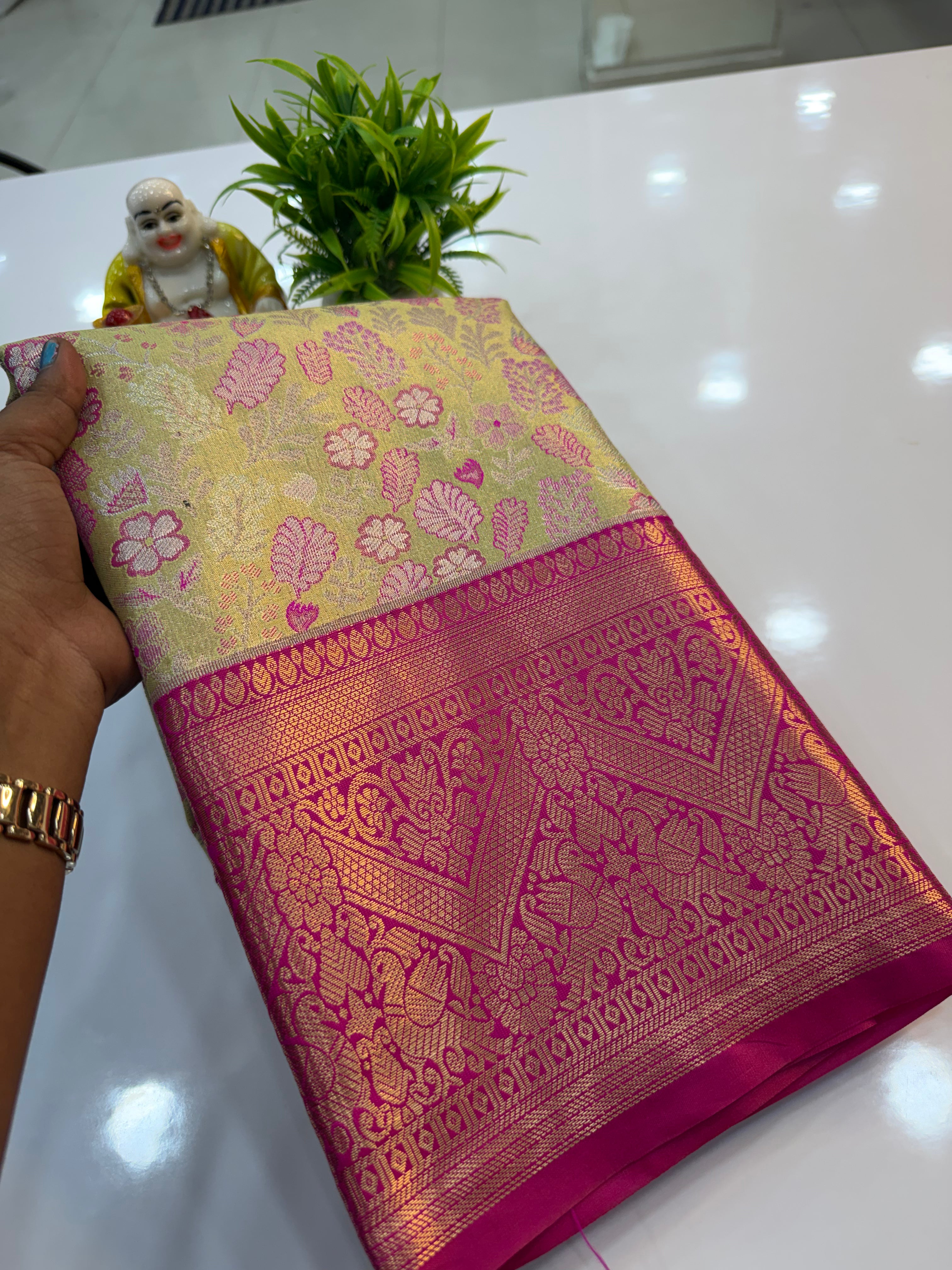 Premium Semi Kanjivaram Saree with Rich Pallu & Contrast Blouse | Padmavathi Silks and Sarees…