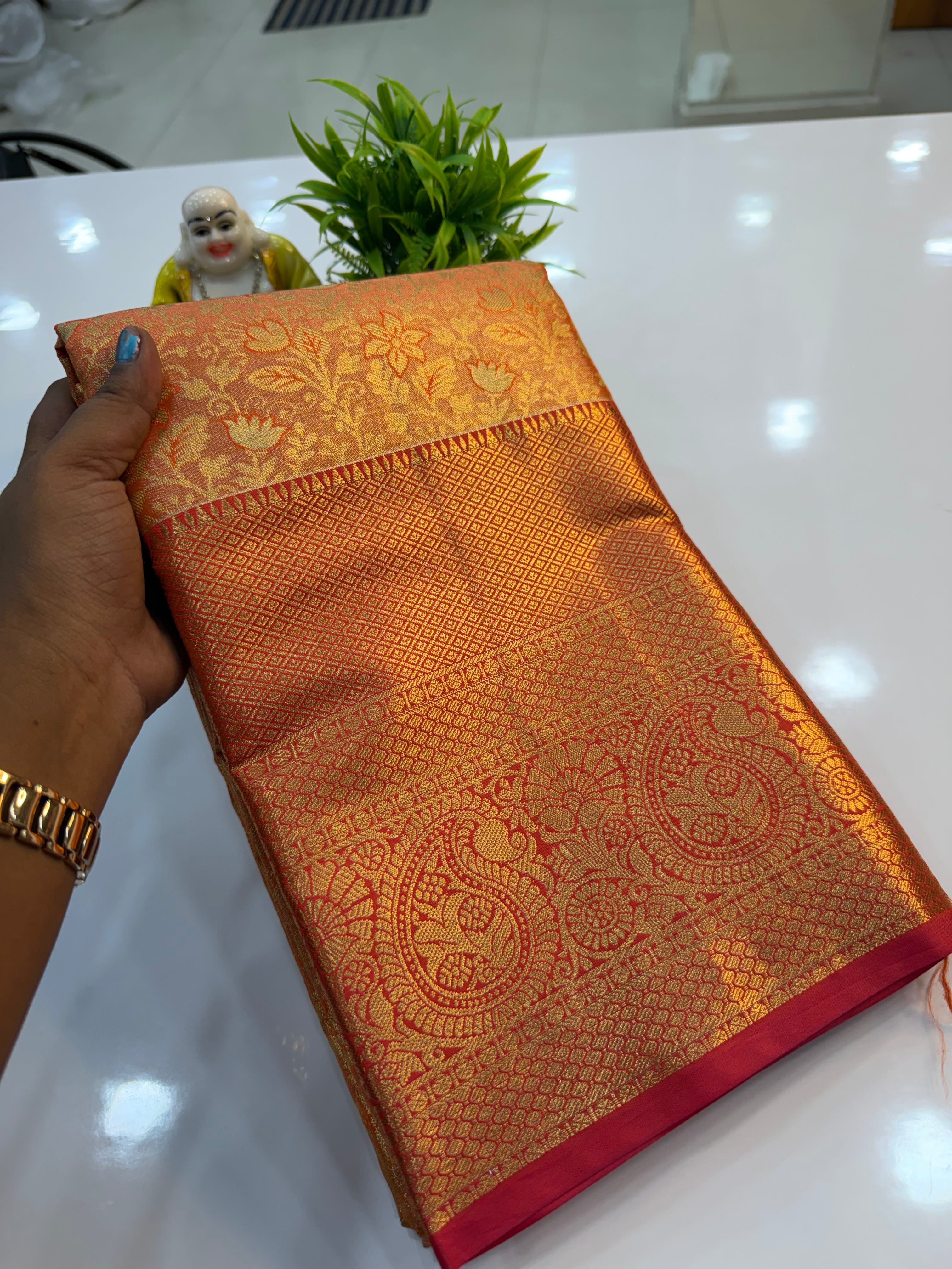 Premium Semi Kanjivaram Saree with Rich Pallu & Contrast Blouse | Padmavathi Silks and Sarees…